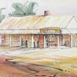 "ROYAL EXCHANGE HOTEL - FERNVALE" ~ Original Watercolour & Ink Painting by Noela Lowien