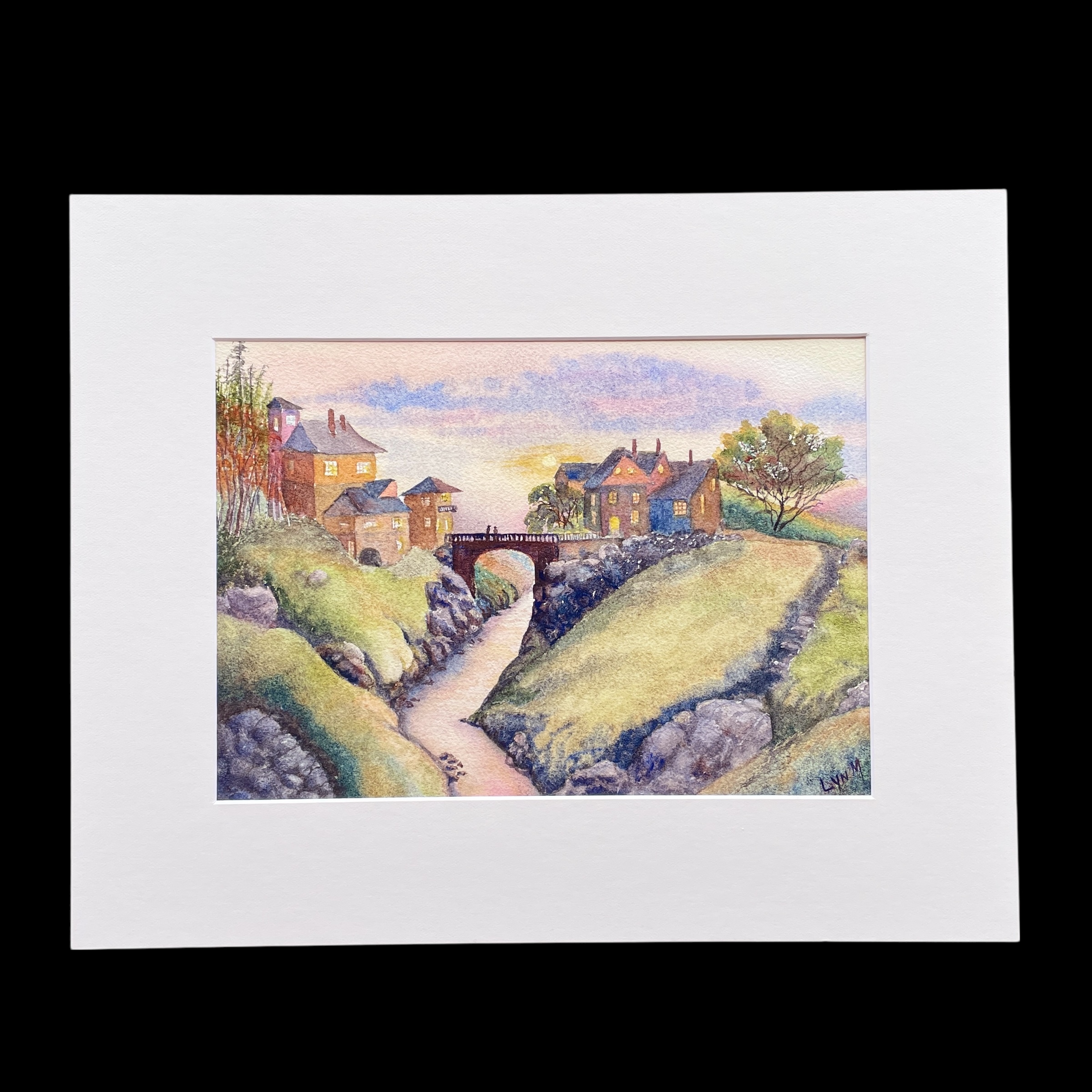 "WHISPERS ON THE BRIDGE" ~ Original Watercolour Painting by Lyn Mason