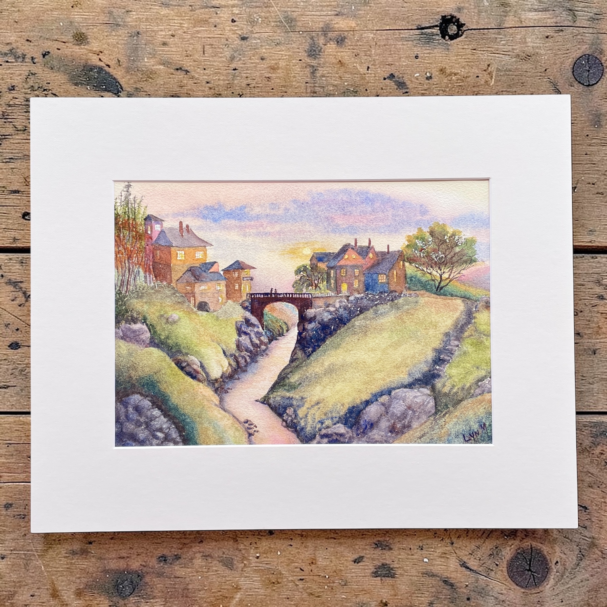 "WHISPERS ON THE BRIDGE" ~ Original Watercolour Painting by Lyn Mason - Image 2