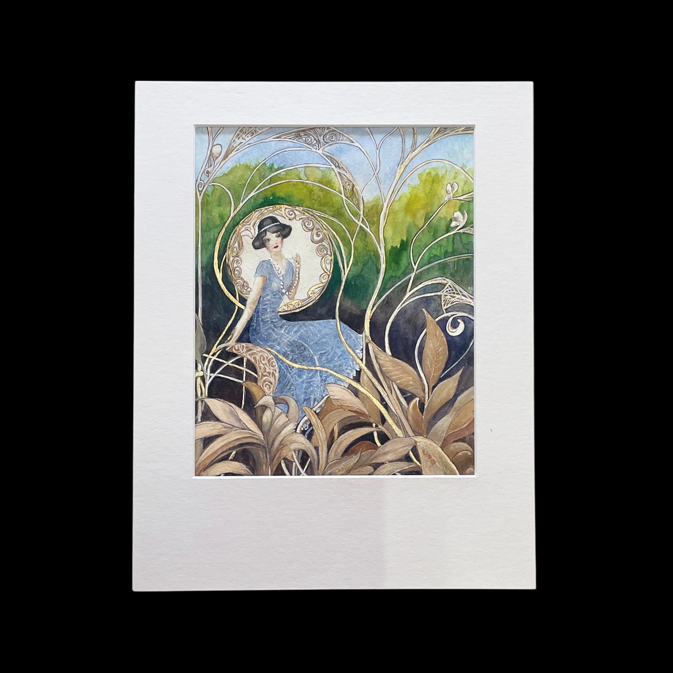 "FLAPPER" ~ Original Gouache Painting by Lyn Mason