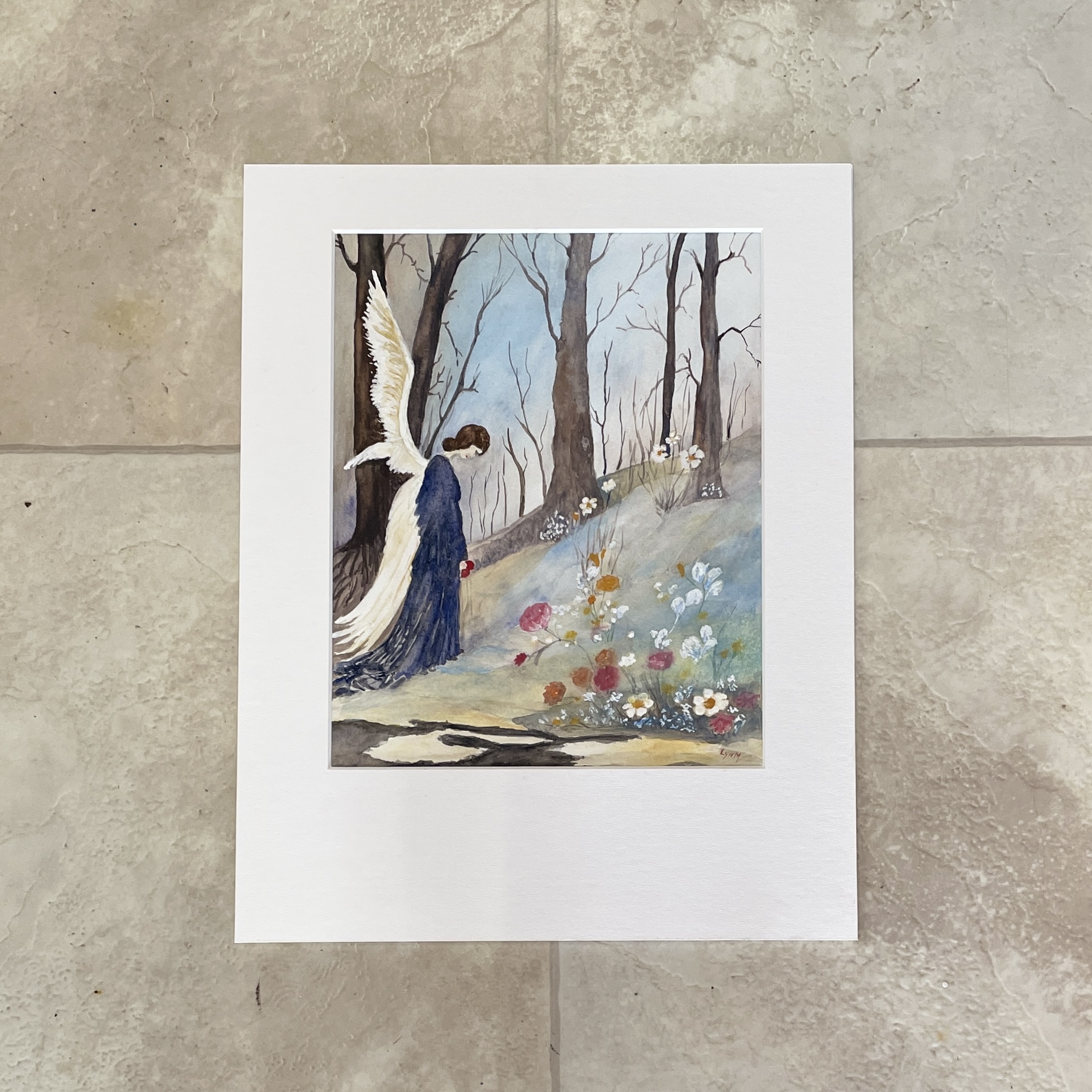 "SAD ANGEL" ~ Original Gouache Painting by Lyn Mason - Image 5