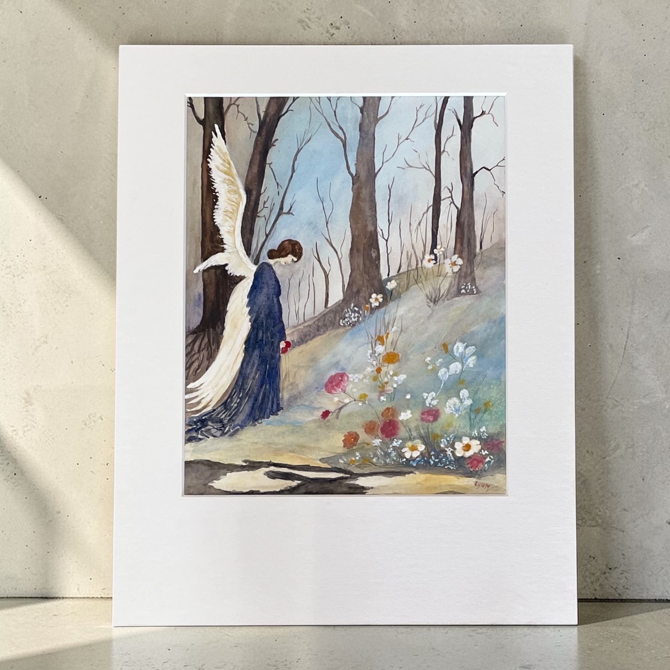 "SAD ANGEL" ~ Original Gouache Painting by Lyn Mason - Image 2