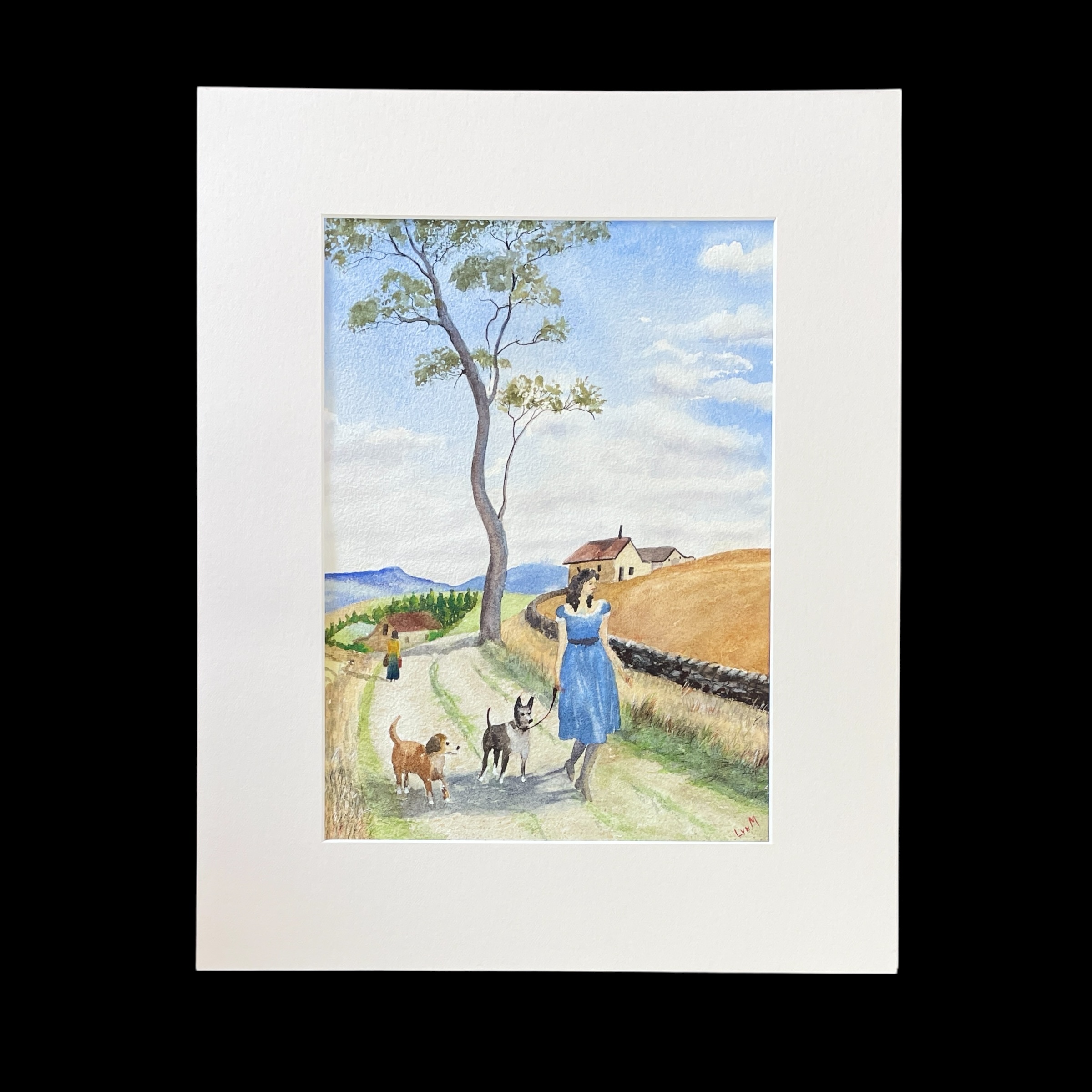 "WALKING THE DOGS" ~ Original Watercolour Painting by Lyn Mason