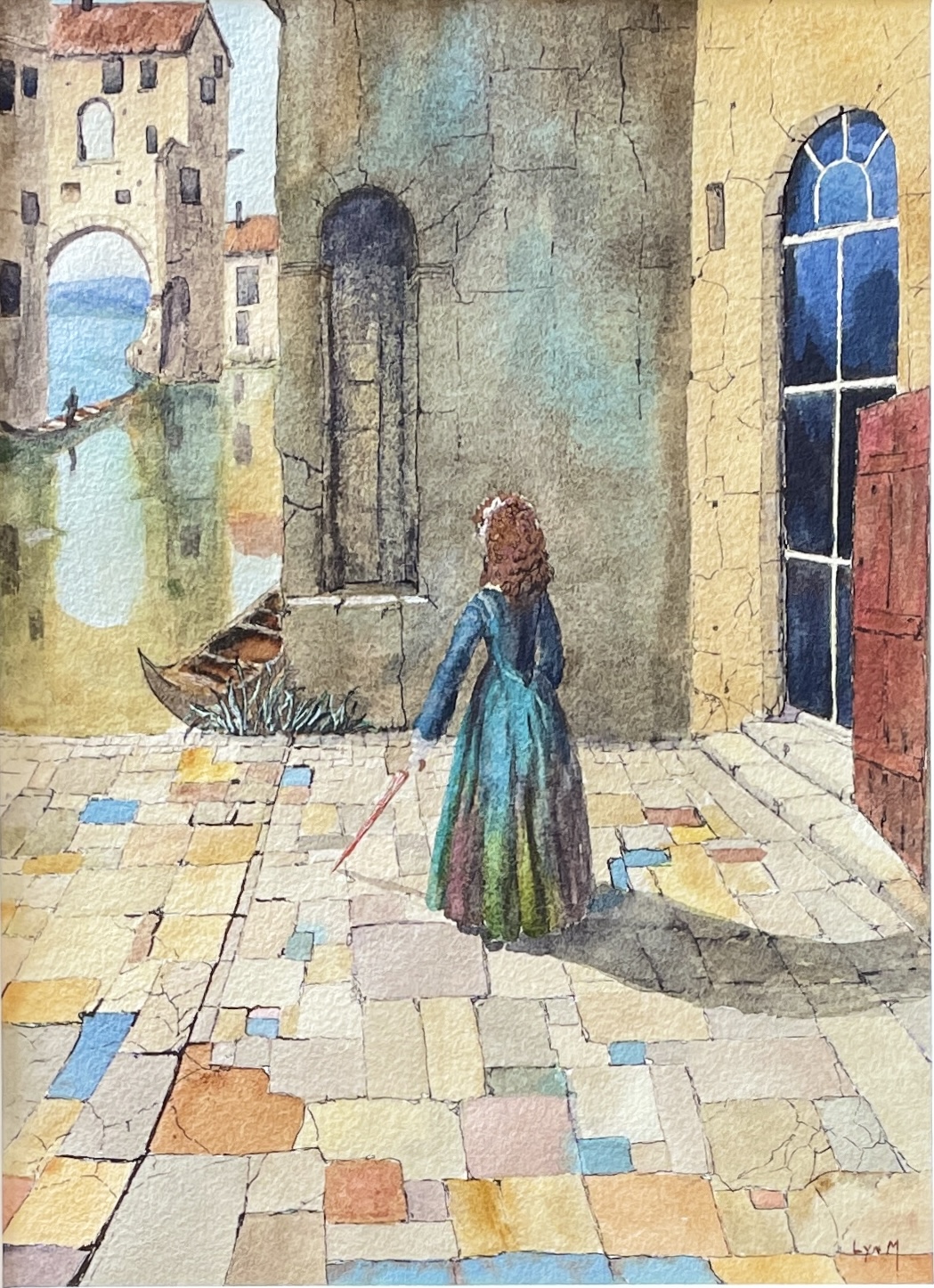 "VENICE COURTYARD" ~ Original Watercolour Painting by Lyn Mason - Image 3