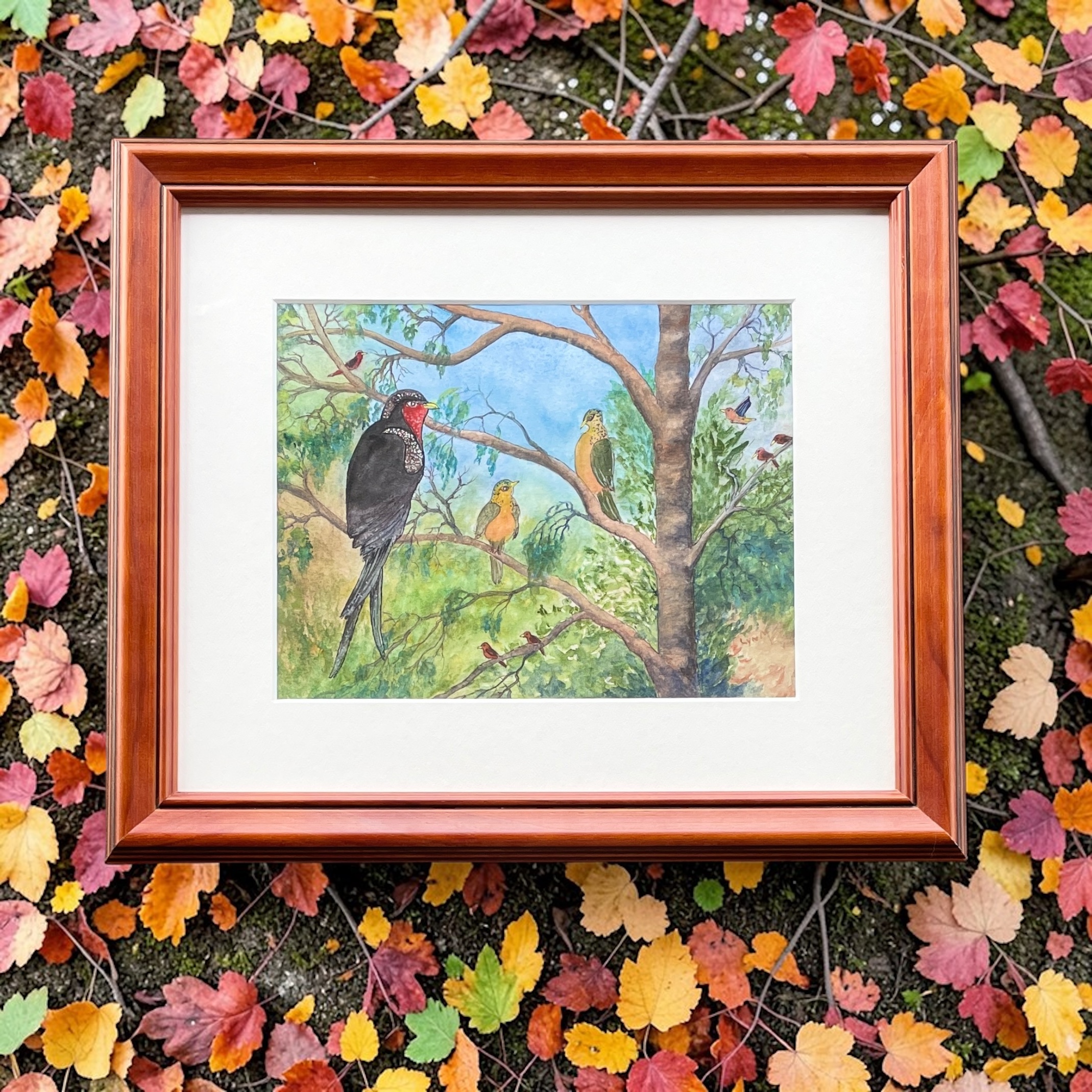 "NATURE'S AVIARY" - Original Gouache Painting by Lyn Mason