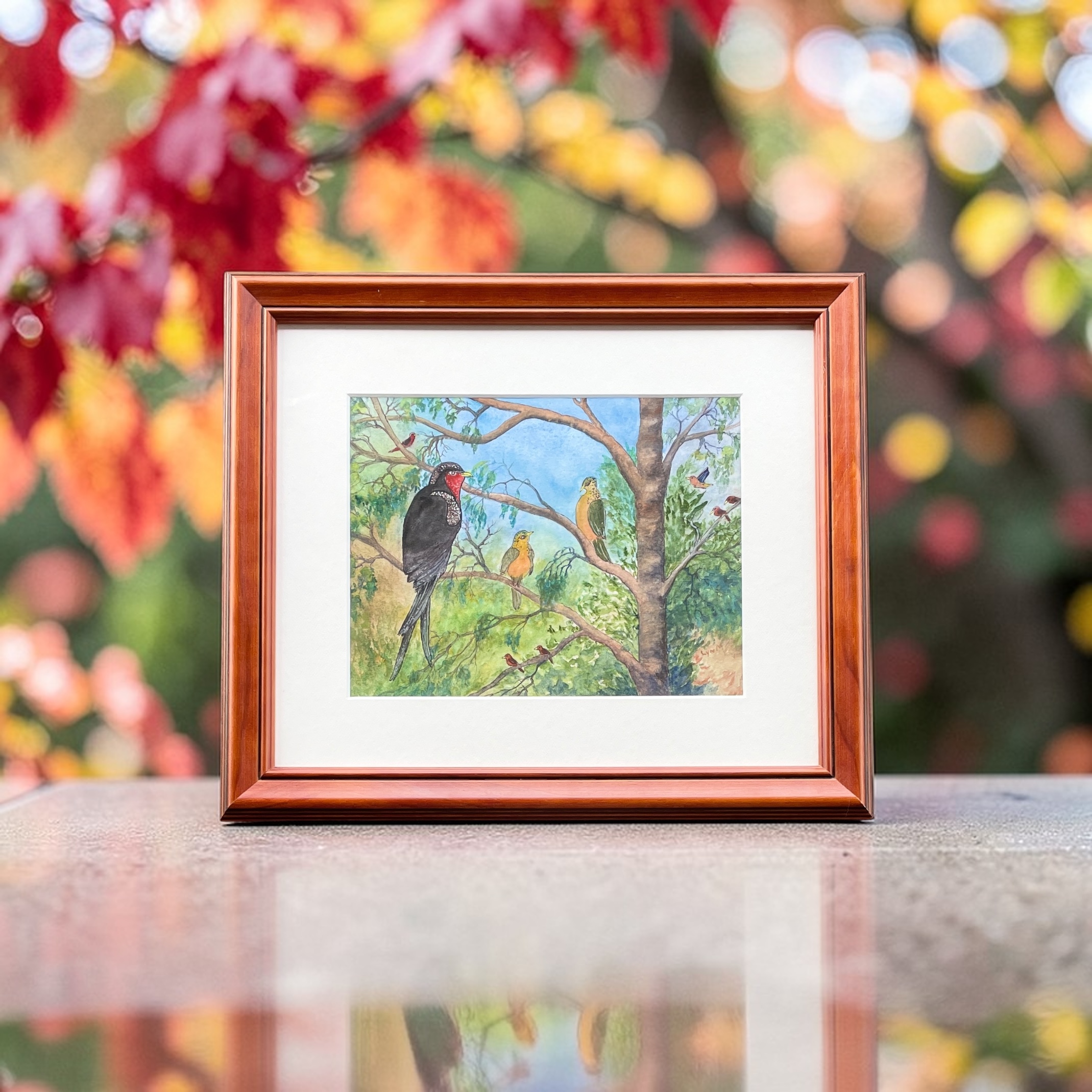 "NATURE'S AVIARY" - Original Gouache Painting by Lyn Mason - Image 2