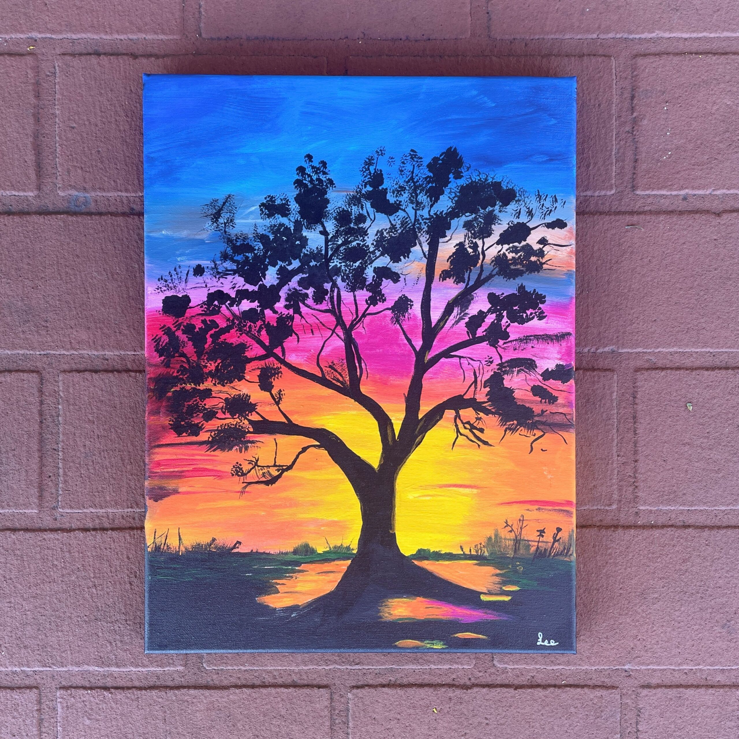 "SUNSET SILHOUETTE" ~ Original Acrylic Painting by Lee Stewart - Image 6
