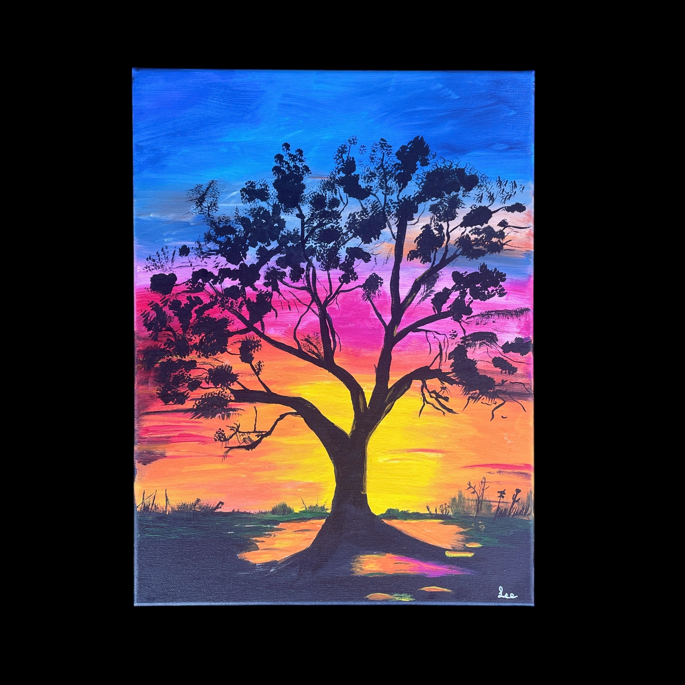 "SUNSET SILHOUETTE" ~ Original Acrylic Painting by Lee Stewart - Image 4