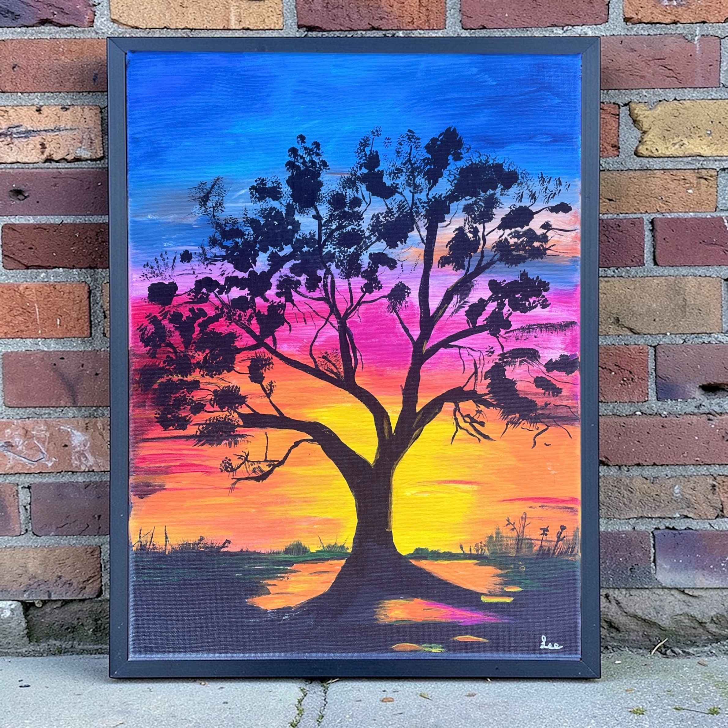 "SUNSET SILHOUETTE" ~ Original Acrylic Painting by Lee Stewart - Image 2
