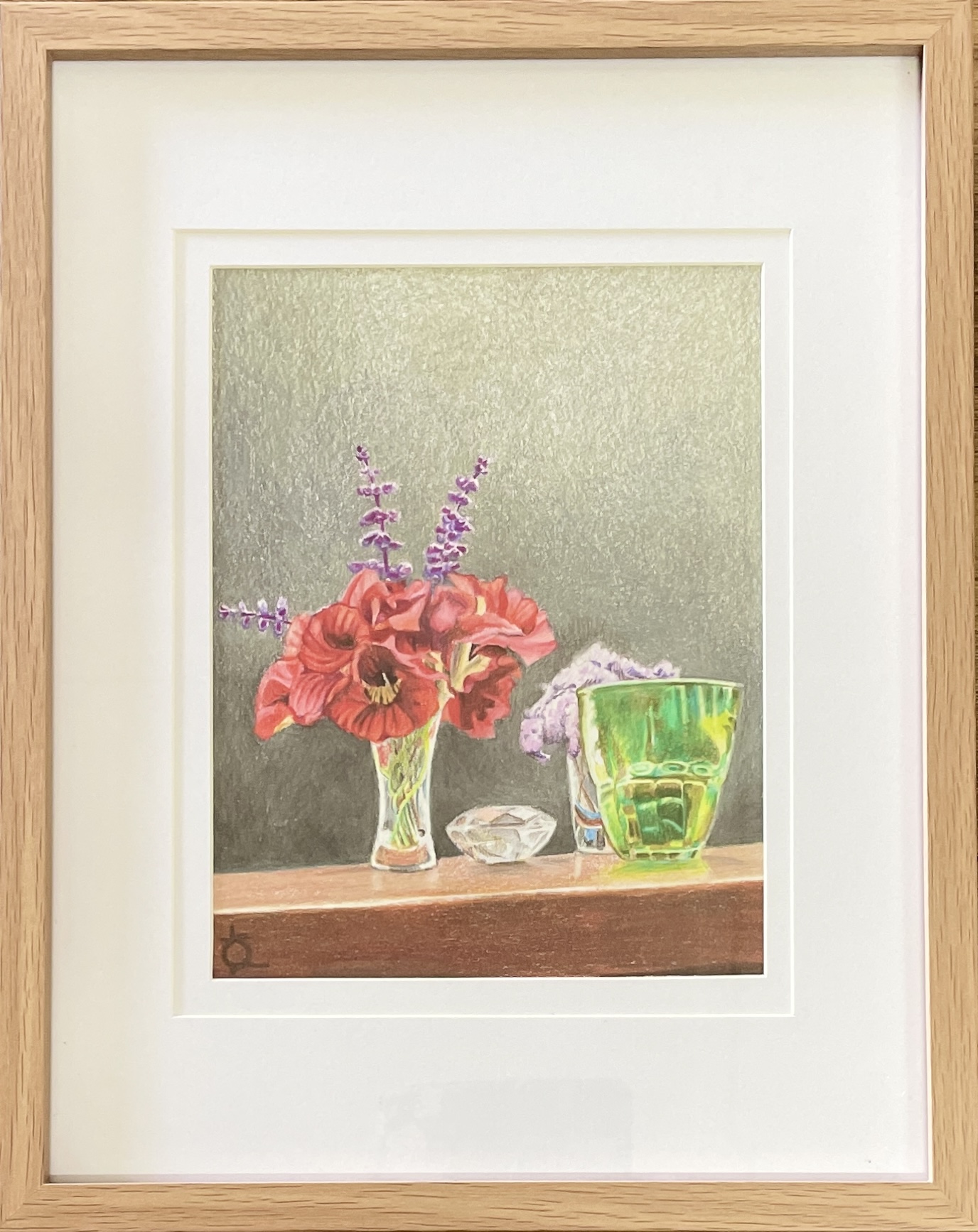 "NASTURTIUMS & GLASS" ~ Original Prisma Pencil Painting by Lynda Sampson - Image 5