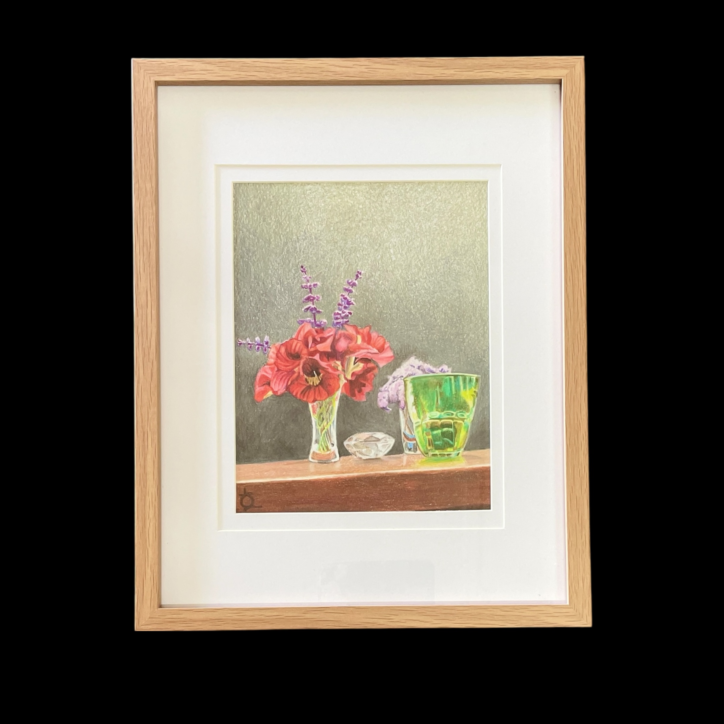 "NASTURTIUMS & GLASS" ~ Original Prisma Pencil Painting by Lynda Sampson - Image 4