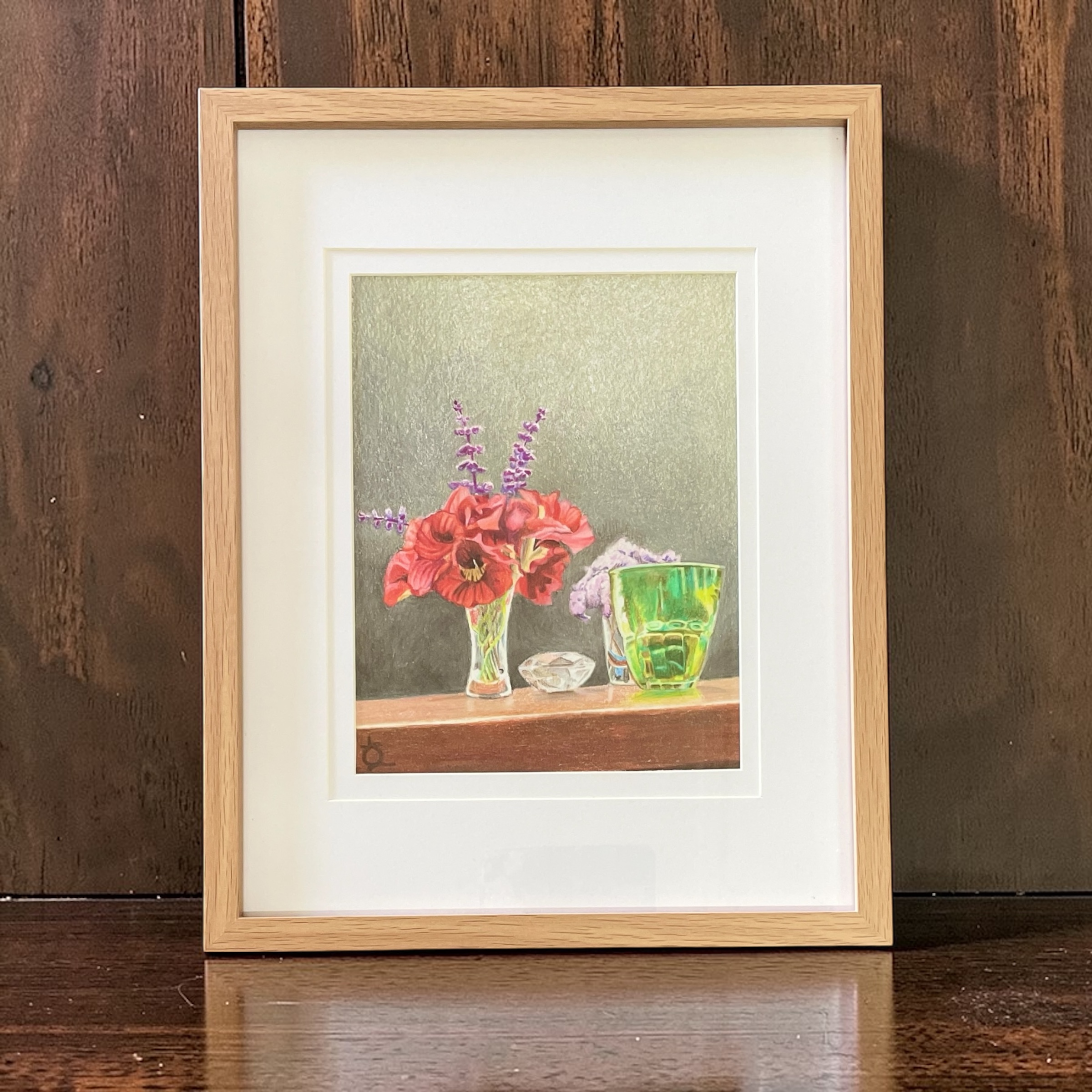 "NASTURTIUMS & GLASS" ~ Original Prisma Pencil Painting by Lynda Sampson - Image 3