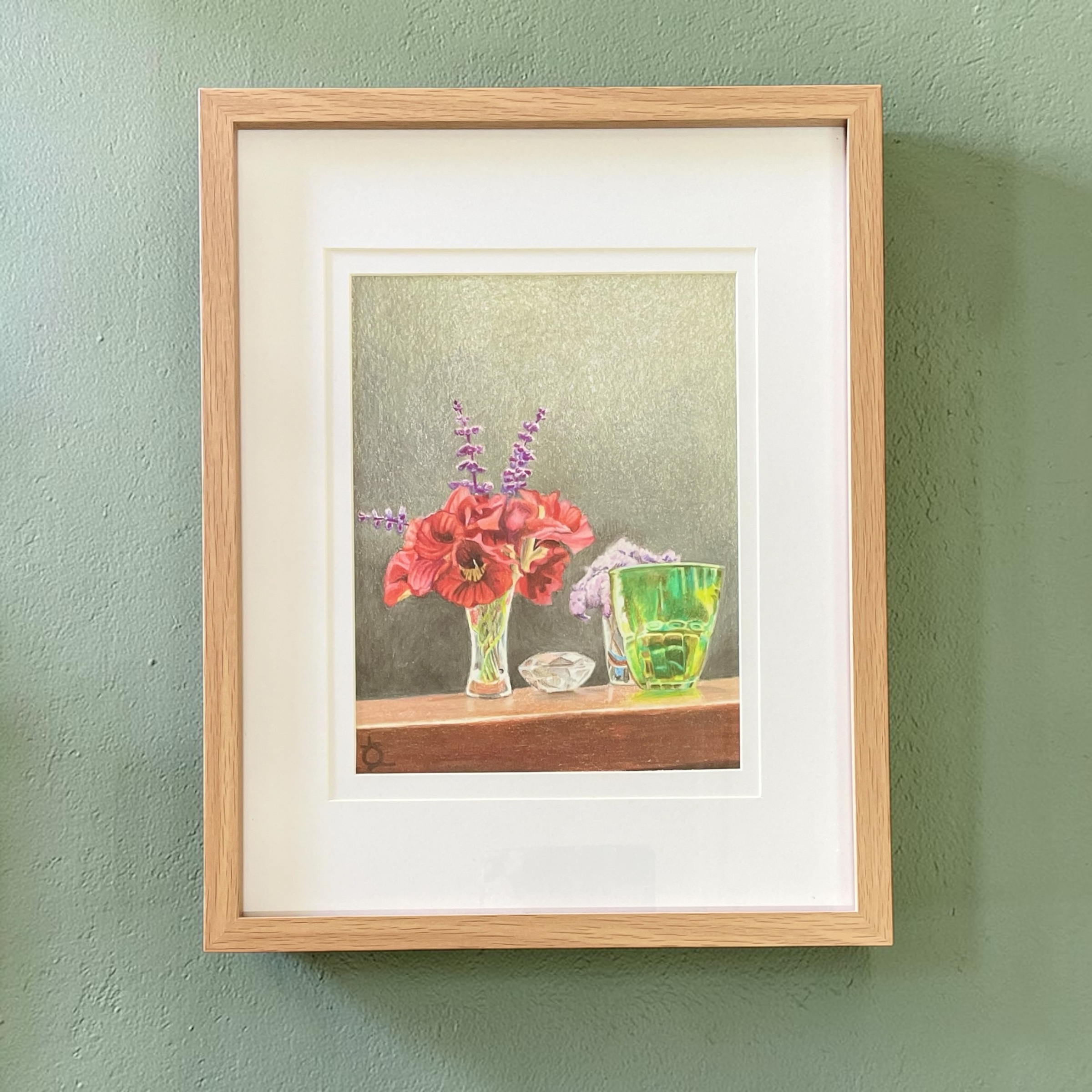 "NASTURTIUMS & GLASS" ~ Original Prisma Pencil Painting by Lynda Sampson - Image 2