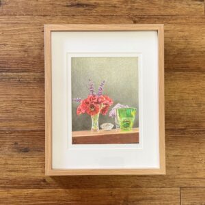 "NASTURTIUMS & GLASS" ~ Original Prisma Pencil Painting by Lynda Sampson