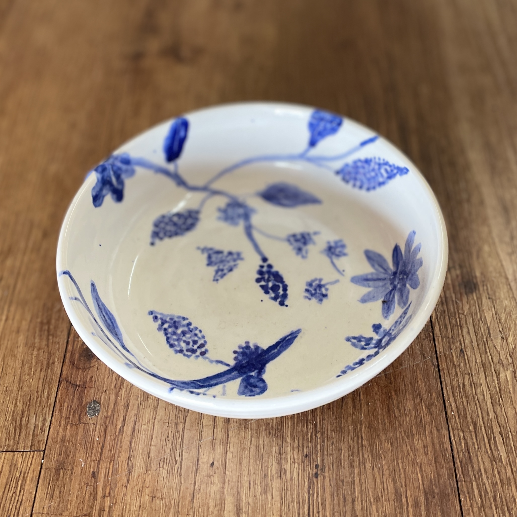 "SWEET DISH WITH BLUE FLOWERS" Wheel Thrown Pottery by Julie Buckworth - Image 2