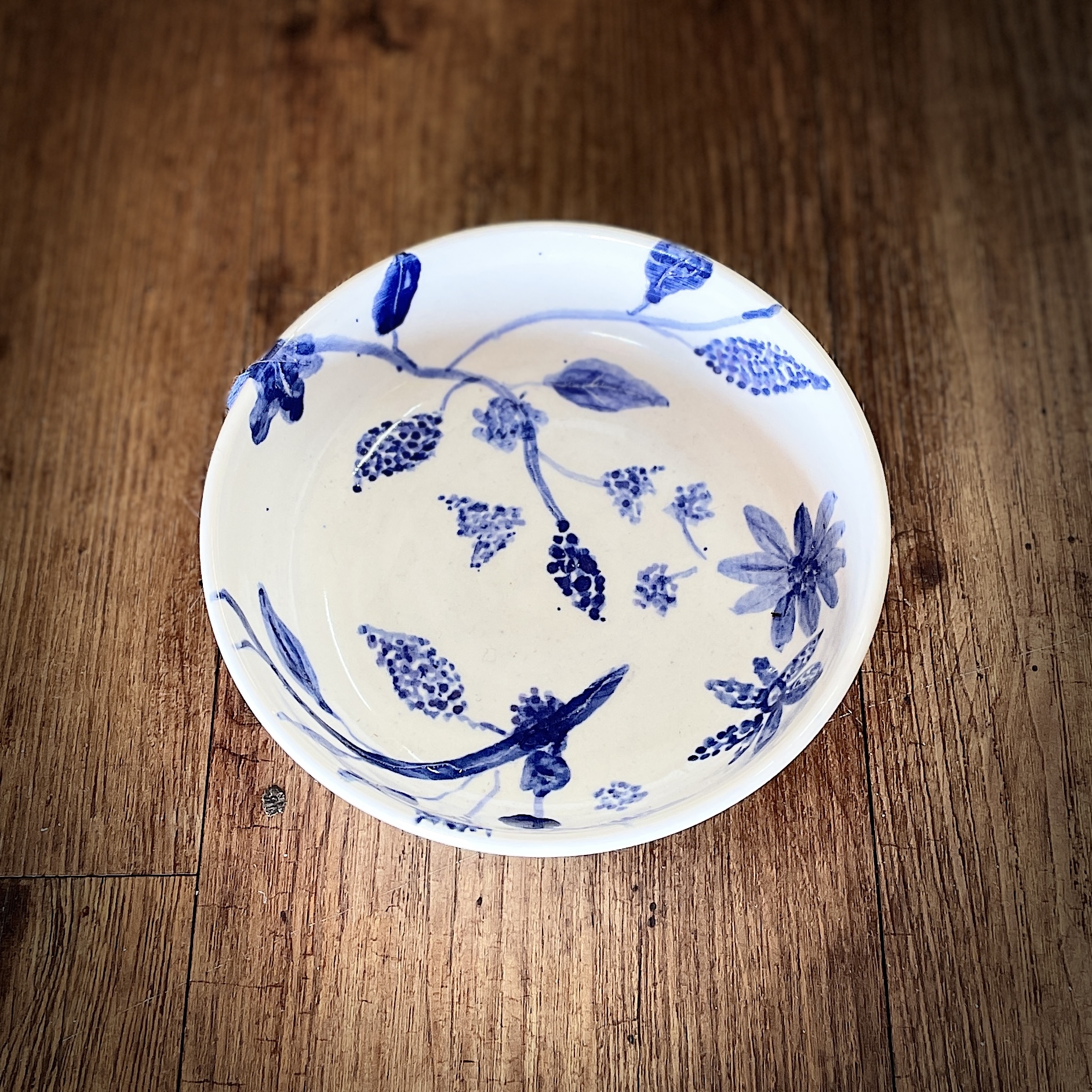 "SWEET DISH WITH BLUE FLOWERS" Wheel Thrown Pottery by Julie Buckworth - Image 3