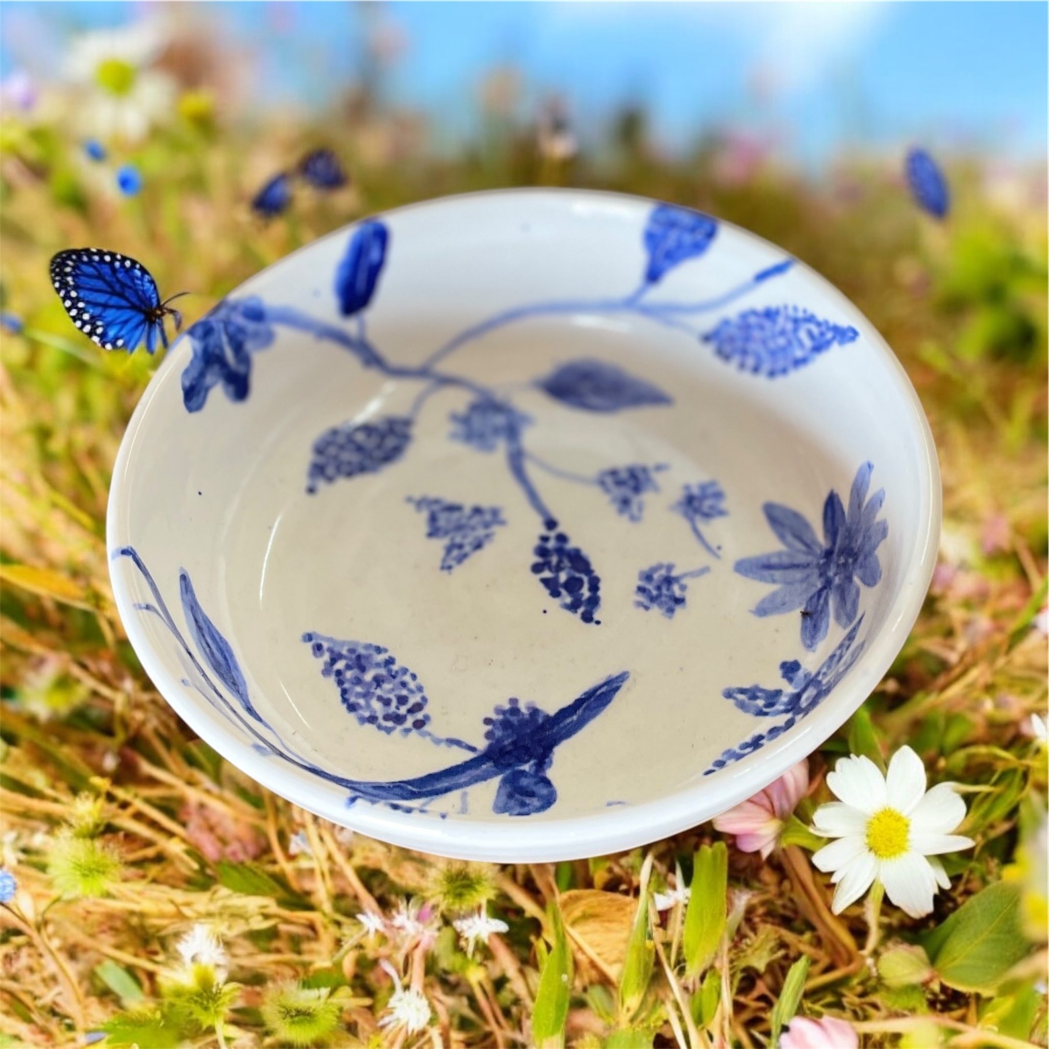 "SWEET DISH WITH BLUE FLOWERS" Wheel Thrown Pottery by Julie Buckworth - Image 5
