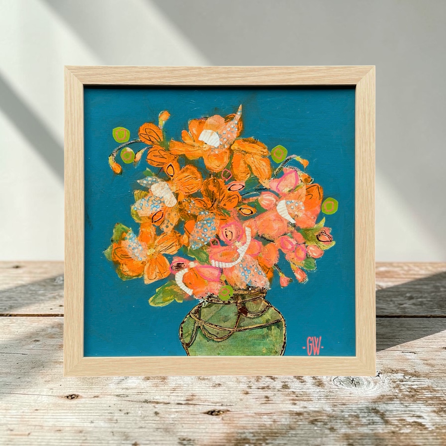 "VINTAGE BLOOMS" ~ Original Mixed Media Painting by Gayle Wright - Image 3