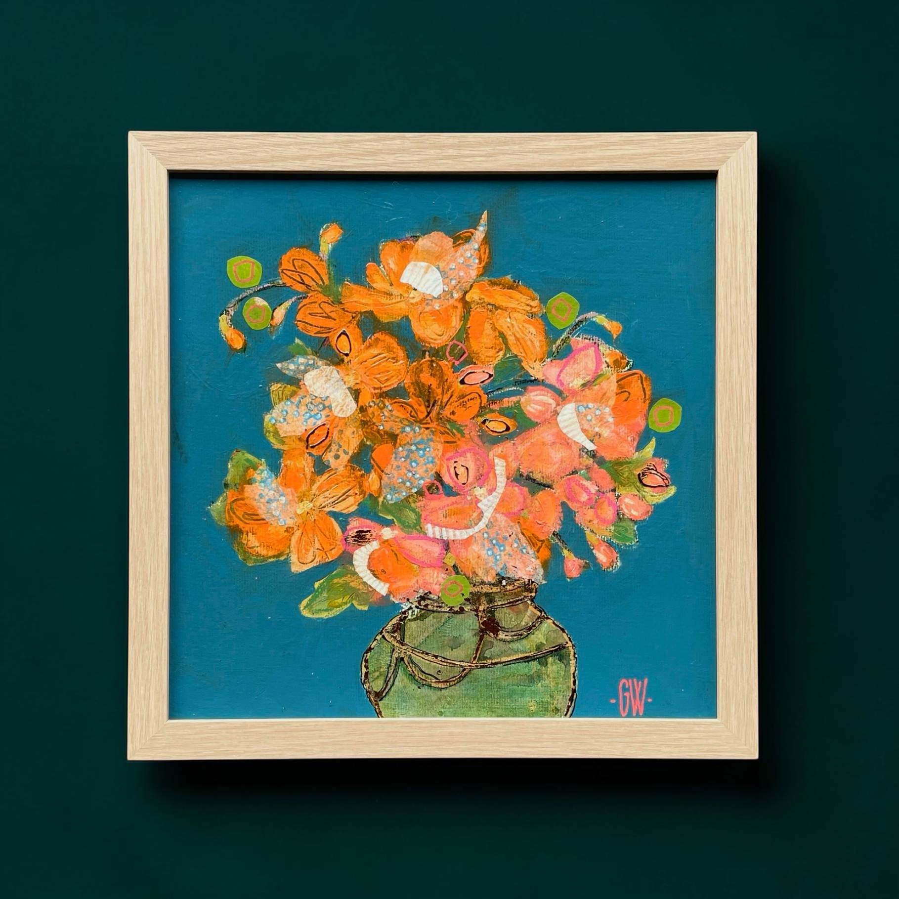 "VINTAGE BLOOMS" ~ Original Mixed Media Painting by Gayle Wright - Image 4