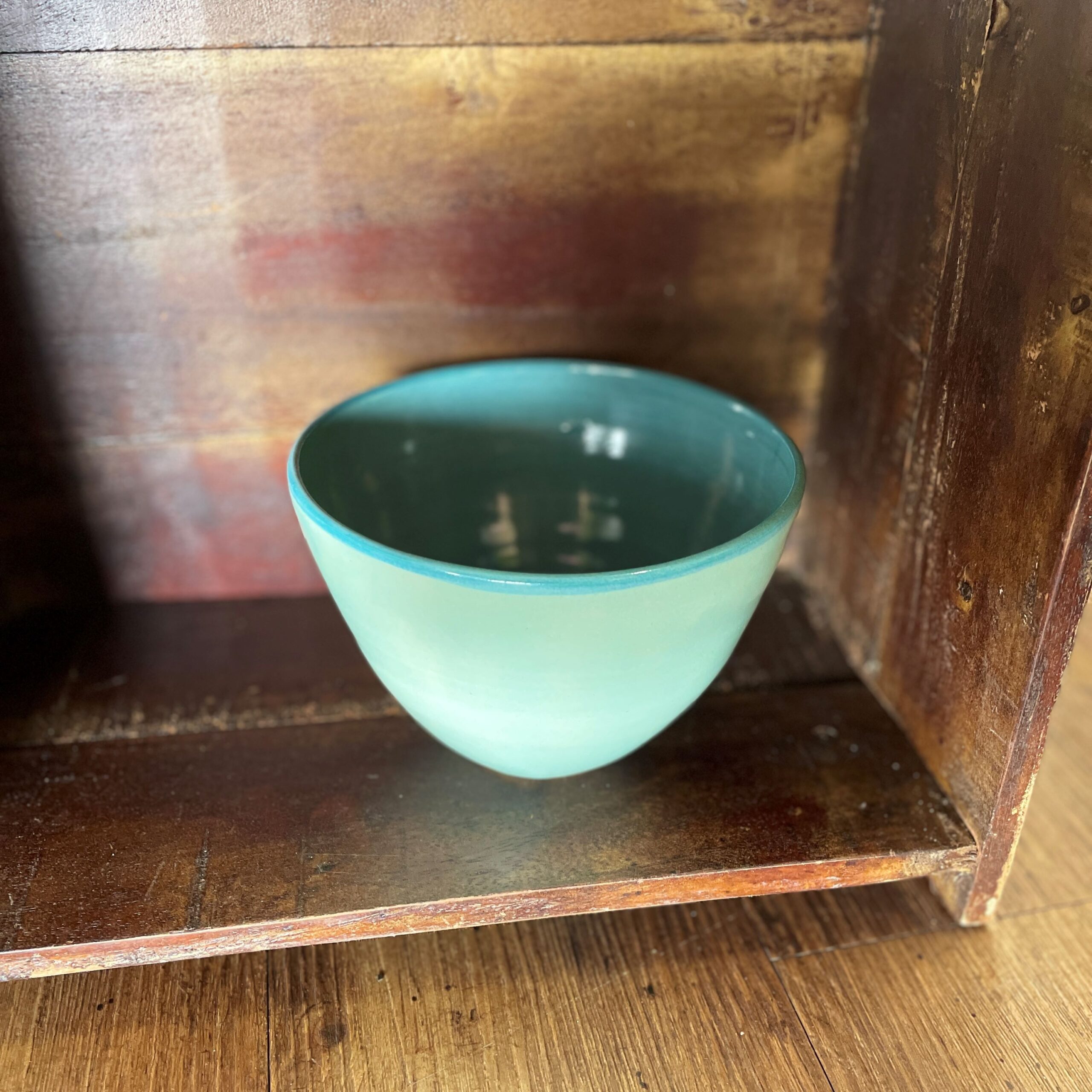 "PASTA BOWL IN AQUA" Wheel Thrown Pottery by Julie Buckworth - Image 2