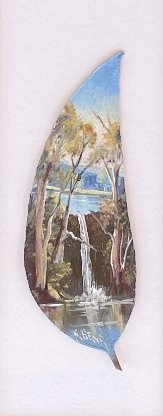 "WATERFALL" ~ Original Oil Painting on Gum Leaf by Sue Hend-Russell - Image 4