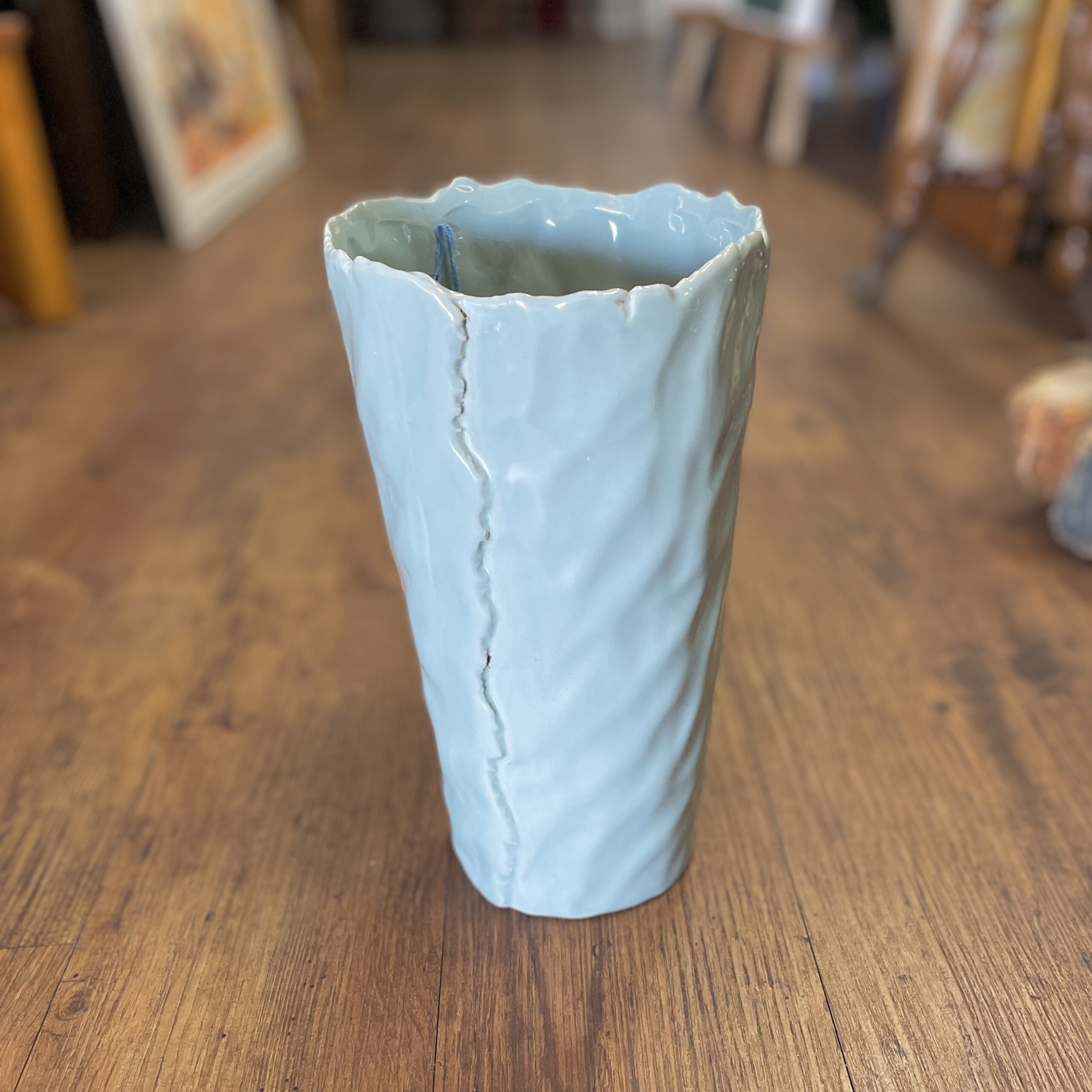 "PATTERNED VASE IN AQUA" ~ Hand Built Pottery by Julie Buckworth - Image 4