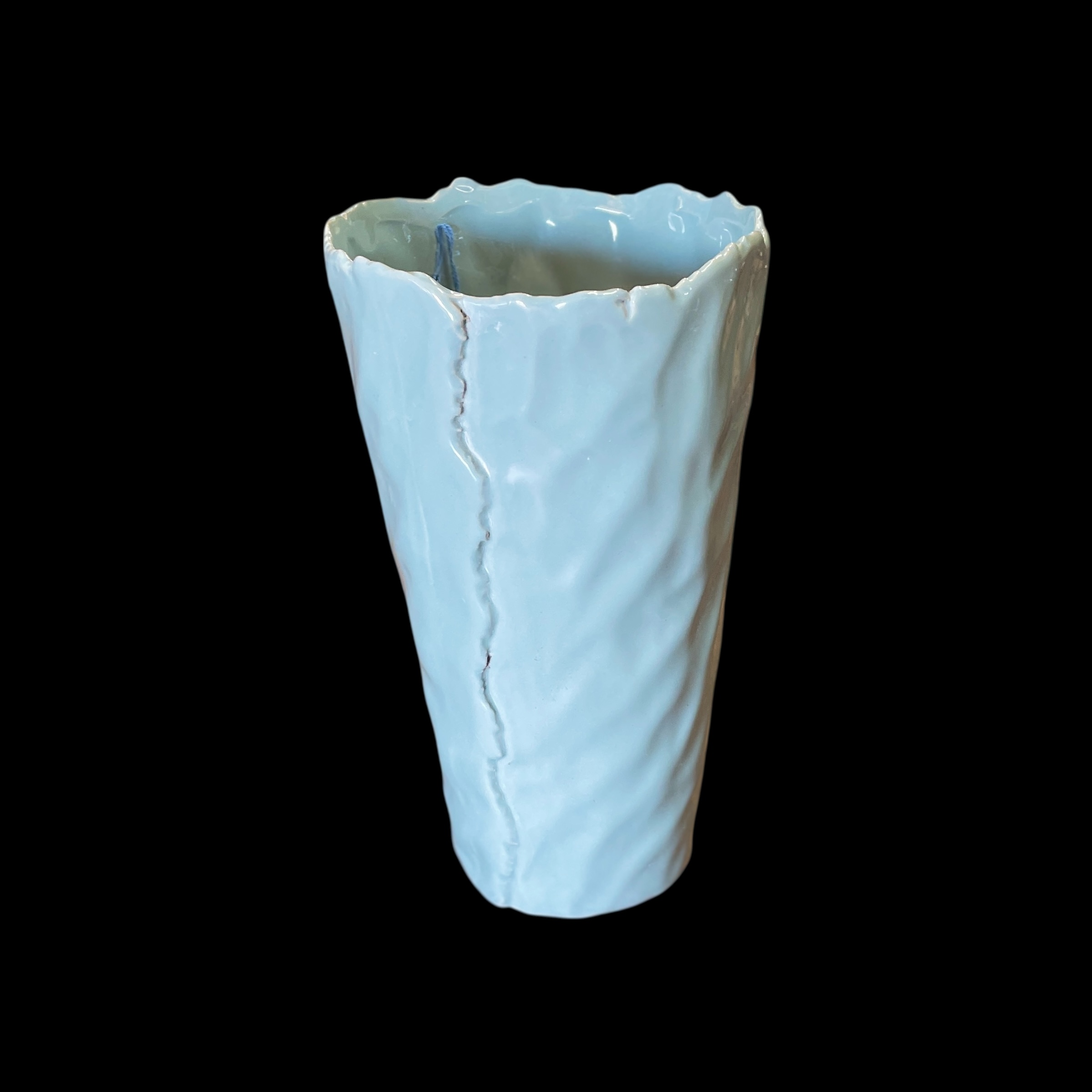 "PATTERNED VASE IN AQUA" ~ Hand Built Pottery by Julie Buckworth