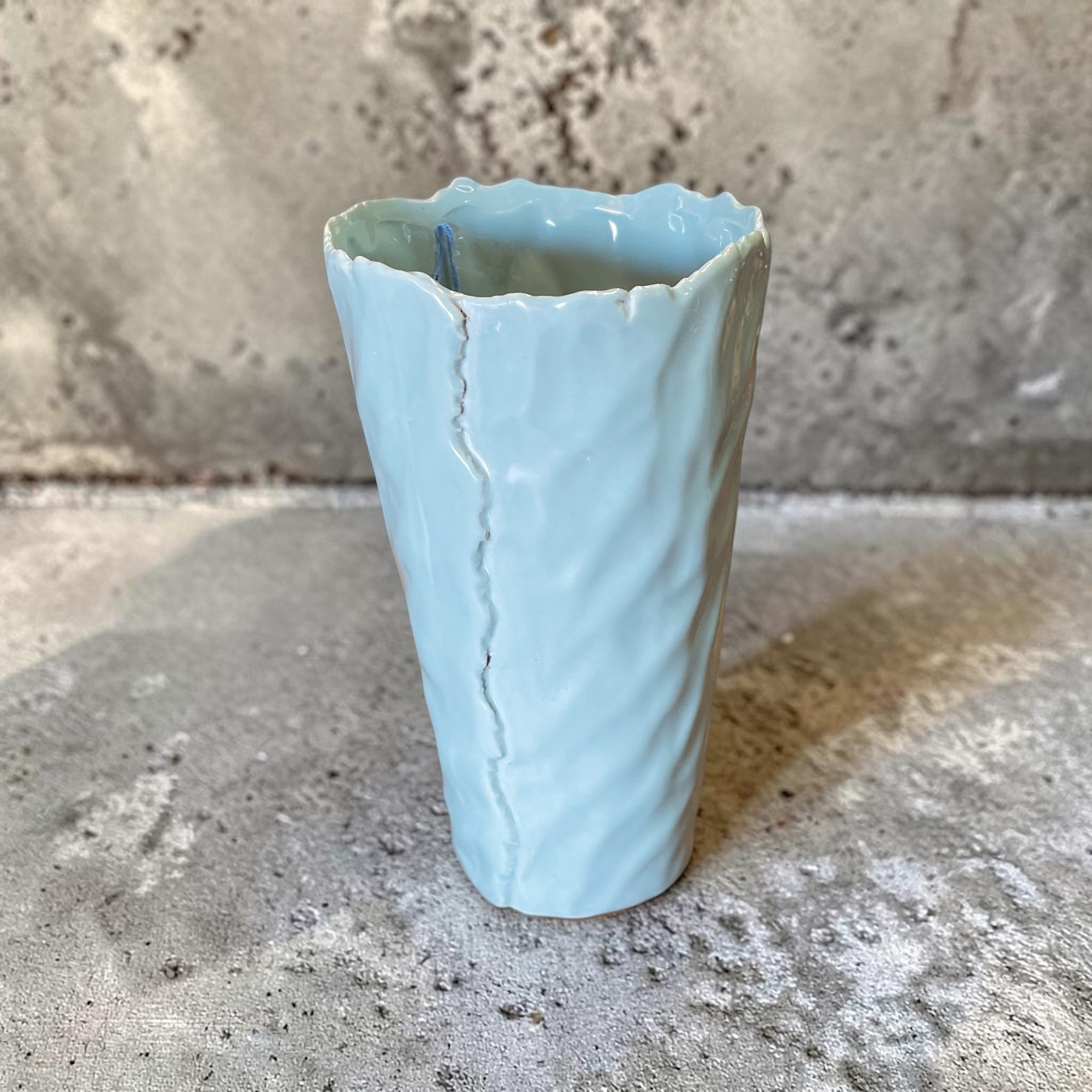 "PATTERNED VASE IN AQUA" ~ Hand Built Pottery by Julie Buckworth - Image 2