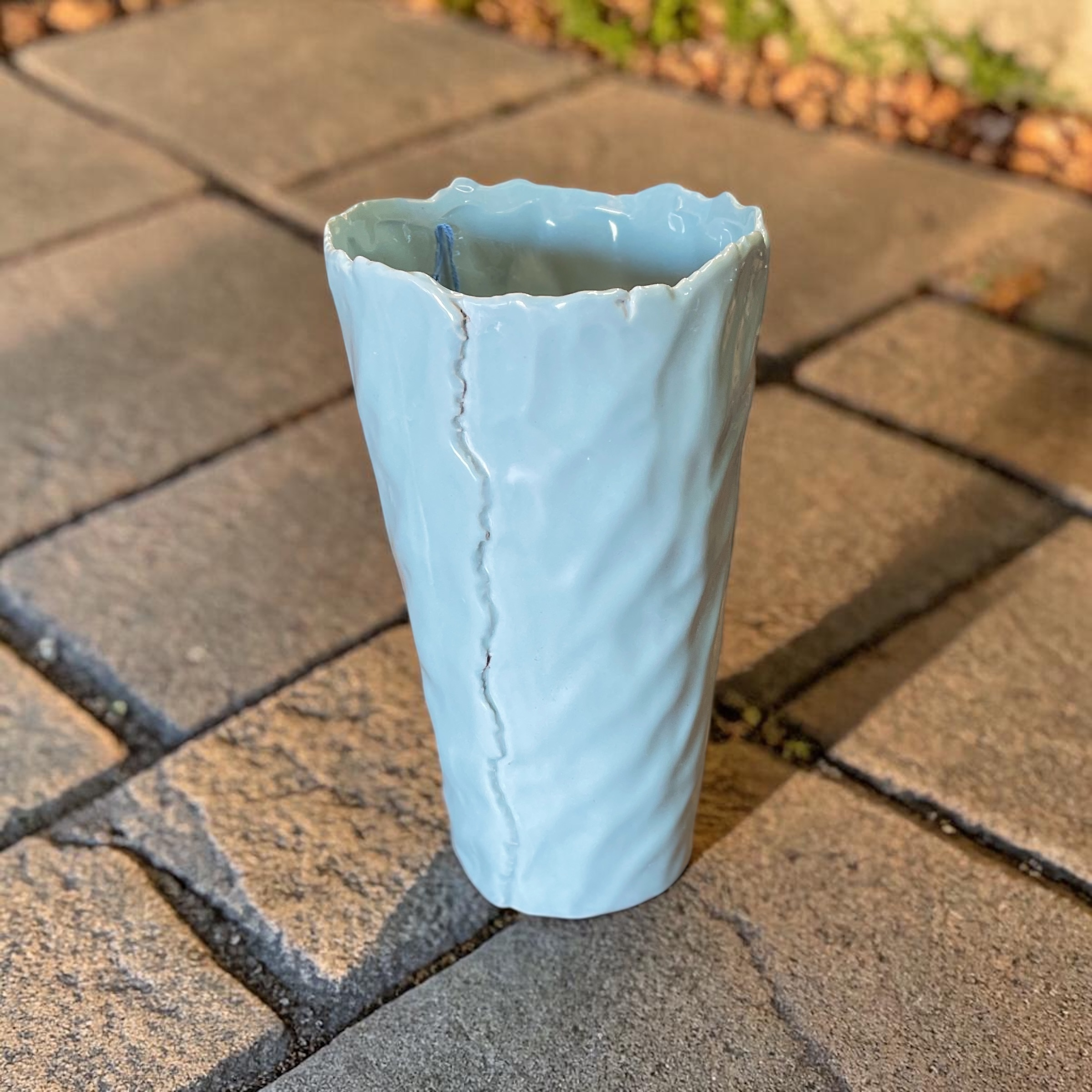 "PATTERNED VASE IN AQUA" ~ Hand Built Pottery by Julie Buckworth - Image 6