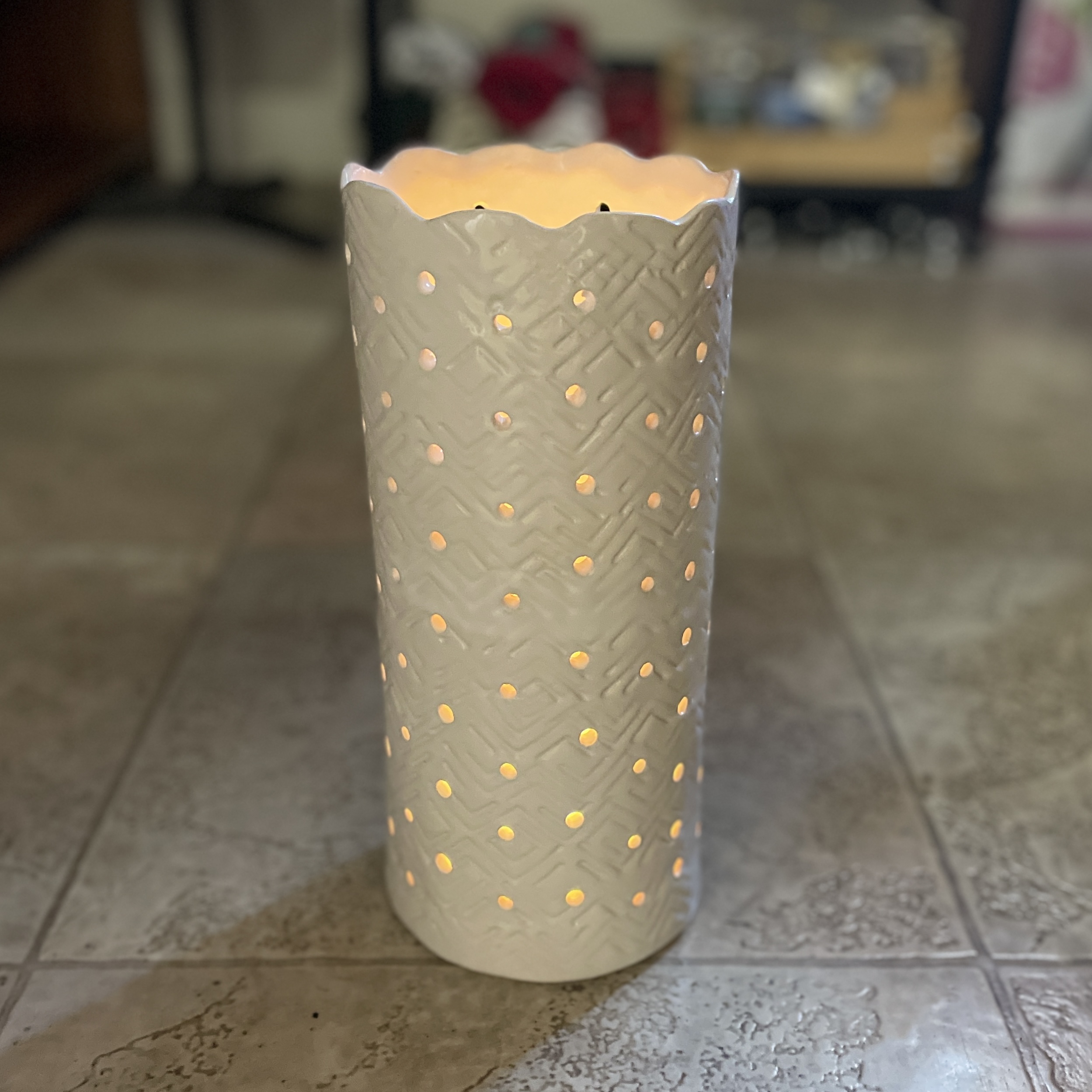 "FLAMELESS CANDLEHOLDER IN WHITE" ~ Hand Built Pottery by Julie Buckworth - Image 10