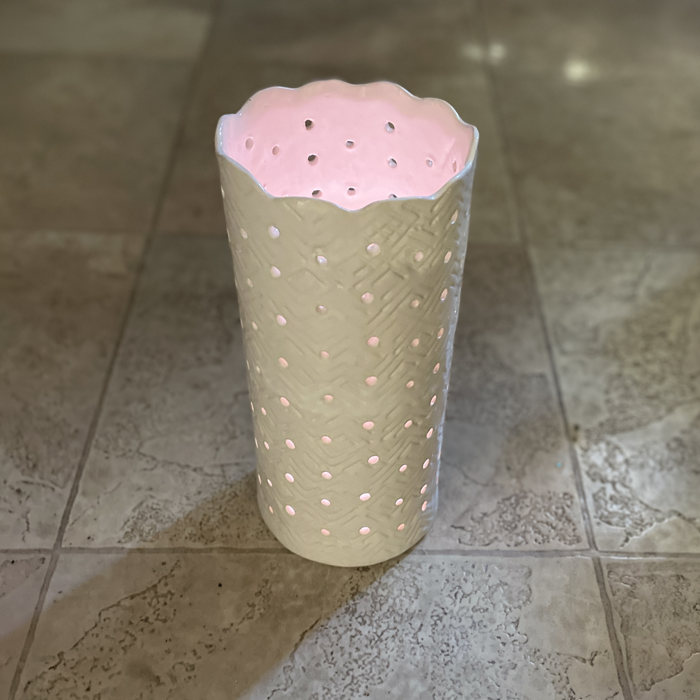 "FLAMELESS CANDLEHOLDER IN WHITE" ~ Hand Built Pottery by Julie Buckworth - Image 6