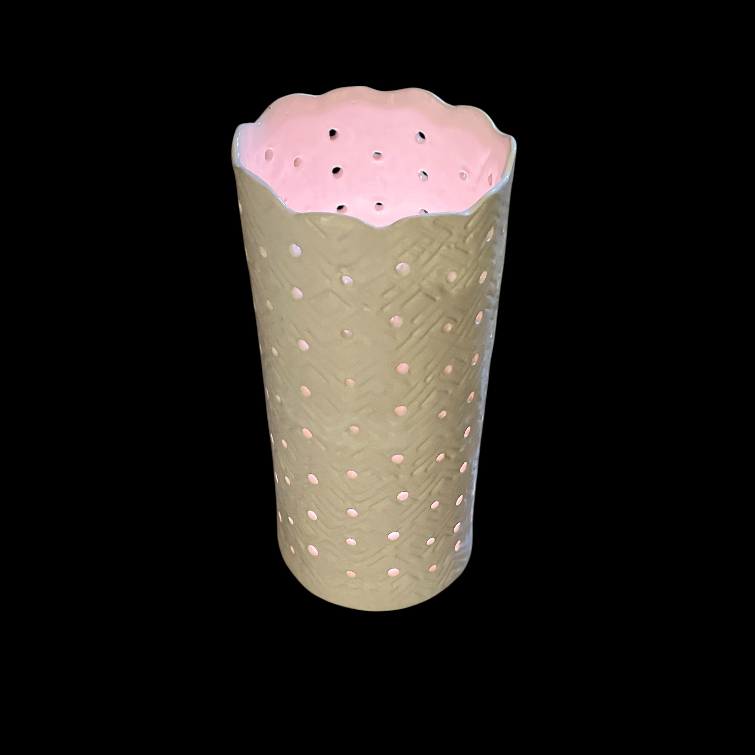 "FLAMELESS CANDLEHOLDER IN WHITE" ~ Hand Built Pottery by Julie Buckworth - Image 4
