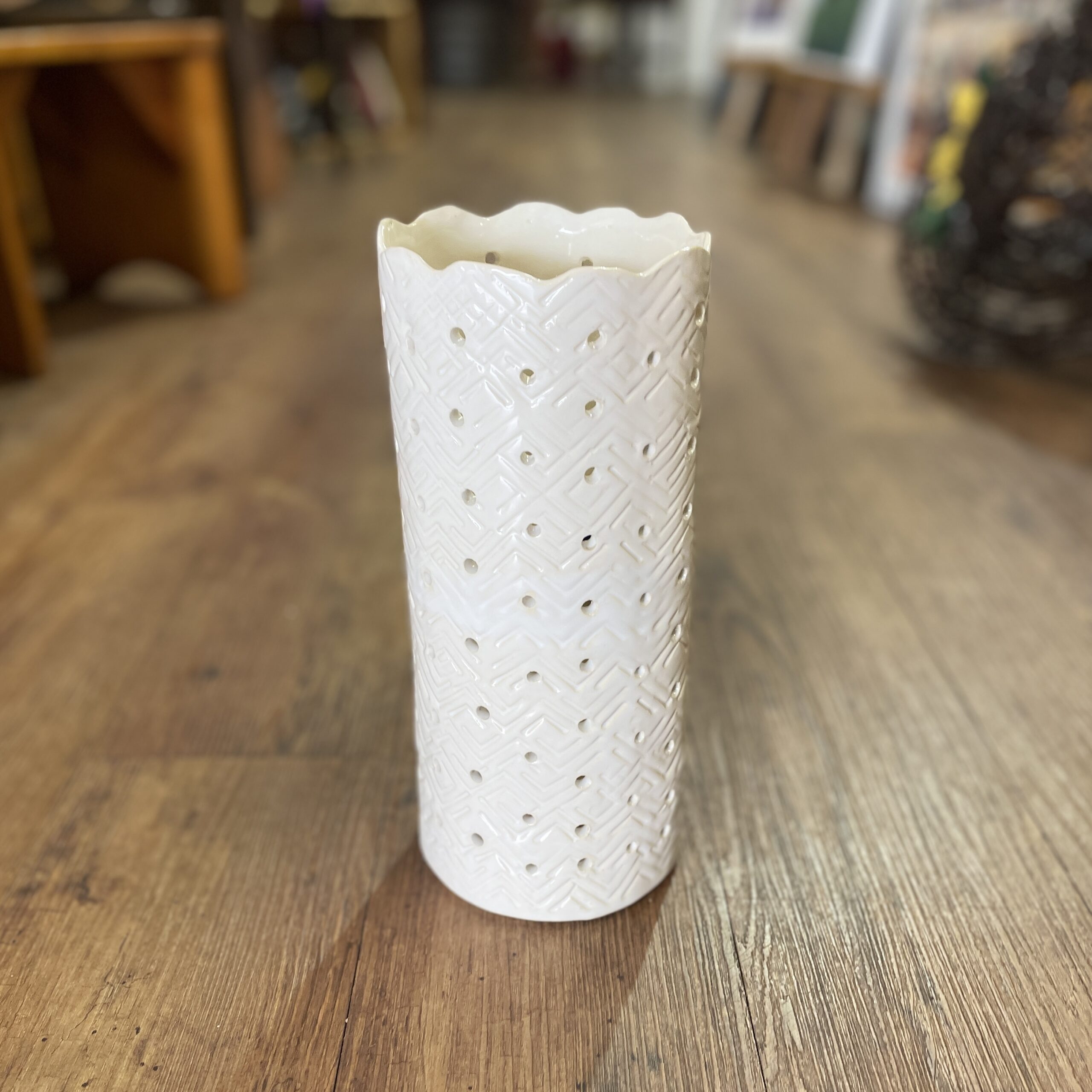 "FLAMELESS CANDLEHOLDER IN WHITE" ~ Hand Built Pottery by Julie Buckworth