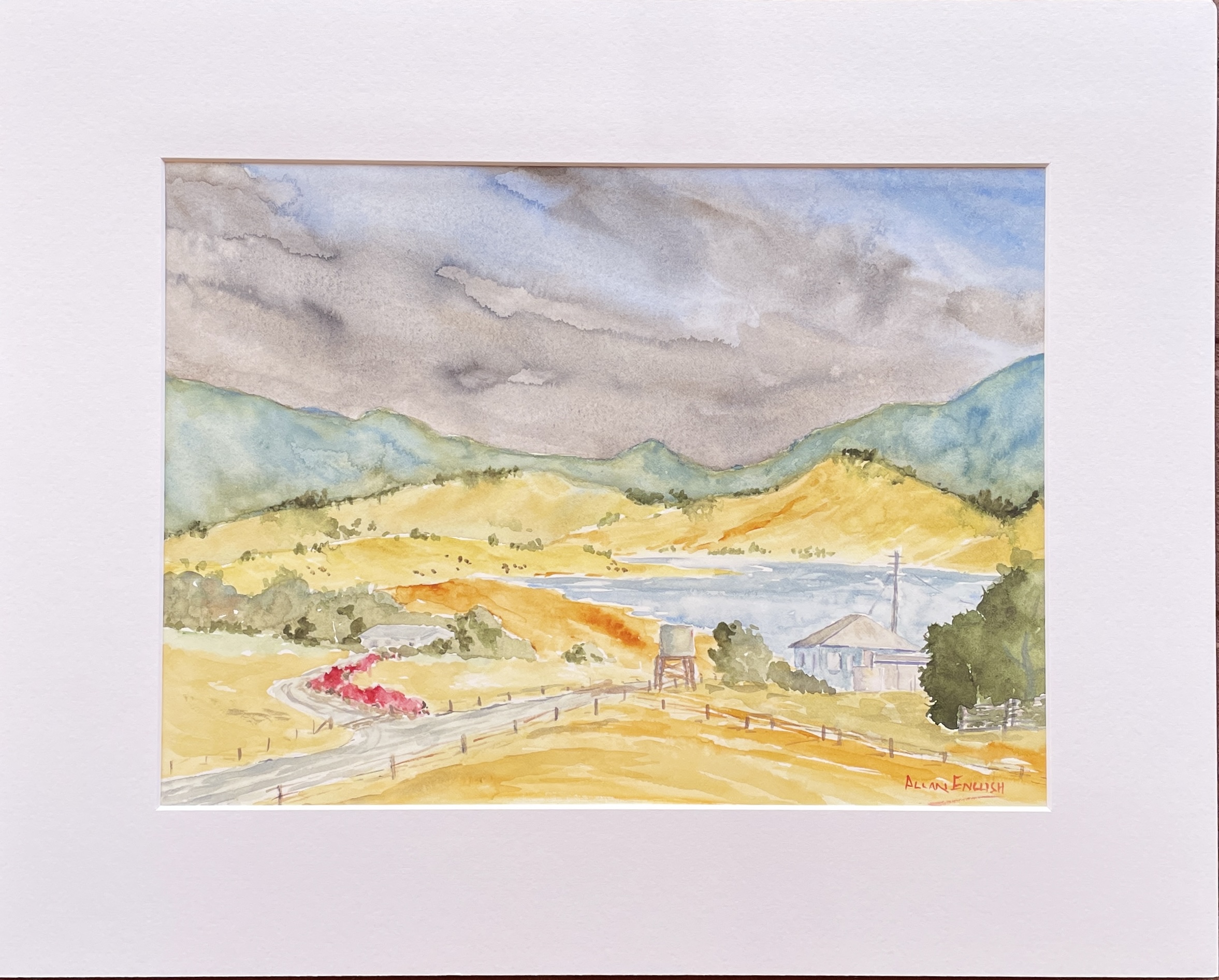 "OVERLOOKING SOMERSET DAM" ~ Original Watercolour Painting by Allan English
