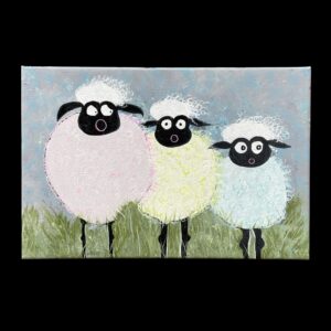 "3 SHEEPS TO THE WIND" ~ Original Acrylic Painting by Julie Burton-Jones