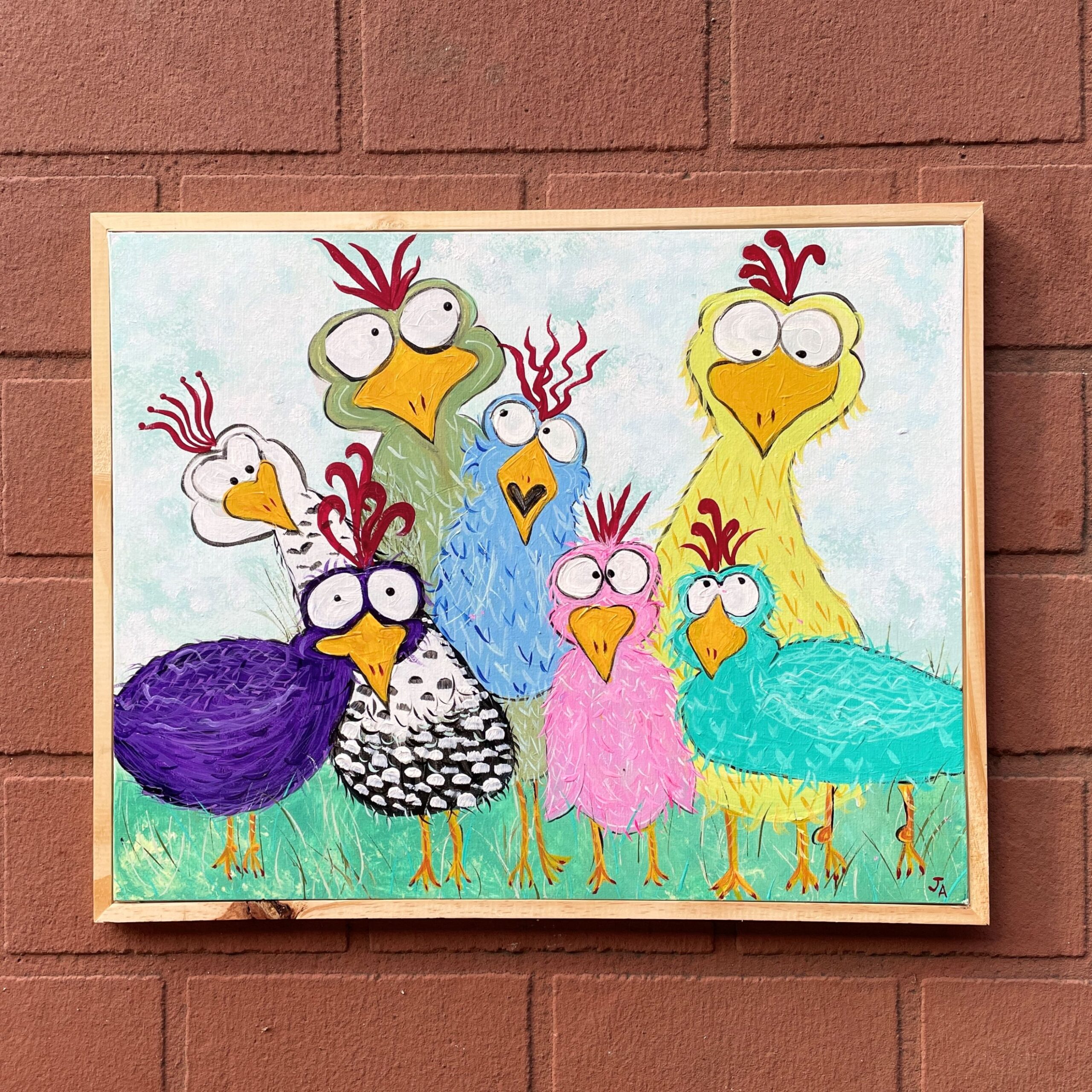 "FUNKY CHICKENS 2" ~ Original Acrylic Painting by Julie Burton-Jones - Image 3