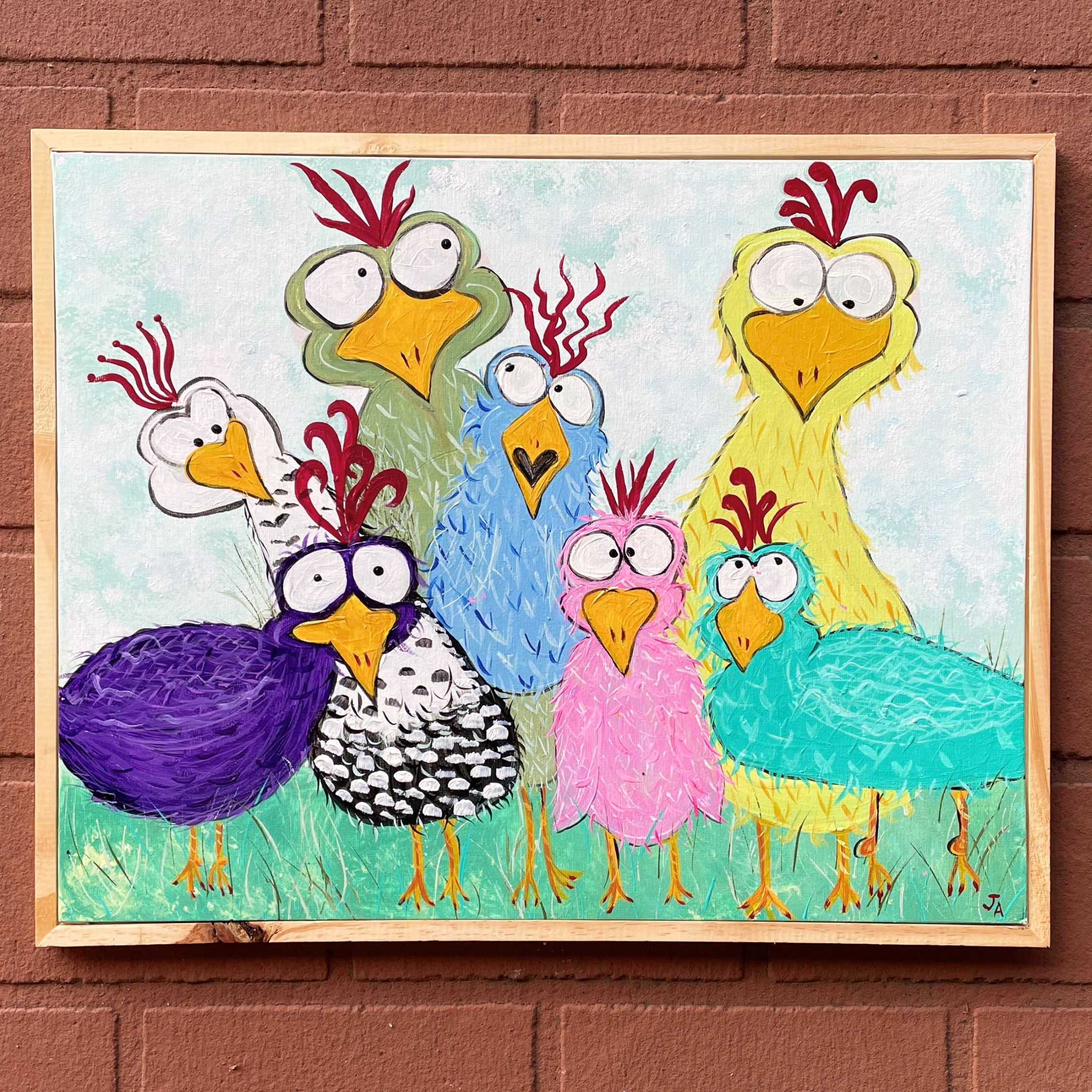 "FUNKY CHICKENS 2" ~ Original Acrylic Painting by Julie Burton-Jones - Image 5