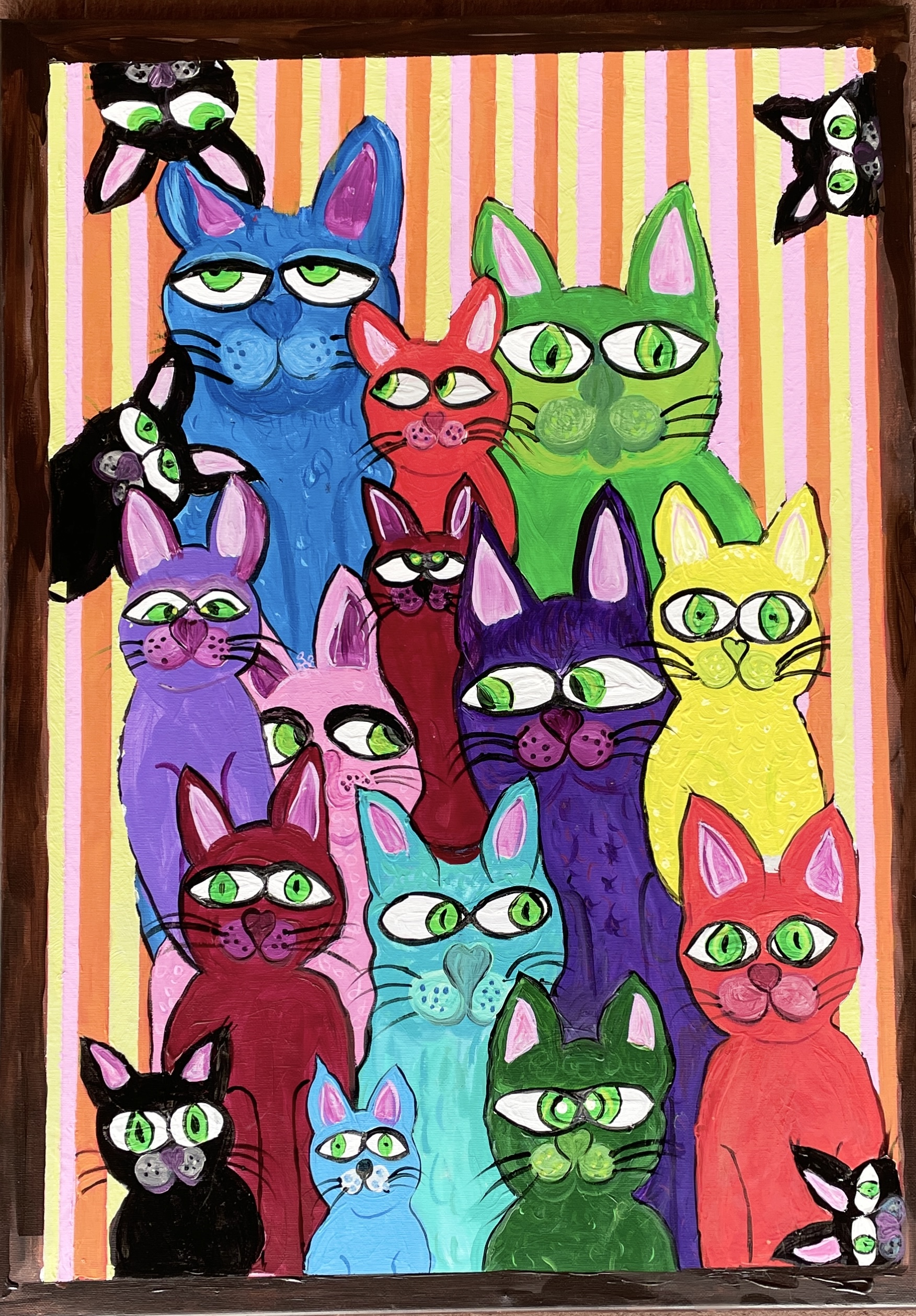 "KHAOTIC KATS" ~ Original Acrylic Painting by Julie Burton-Jones - Image 2
