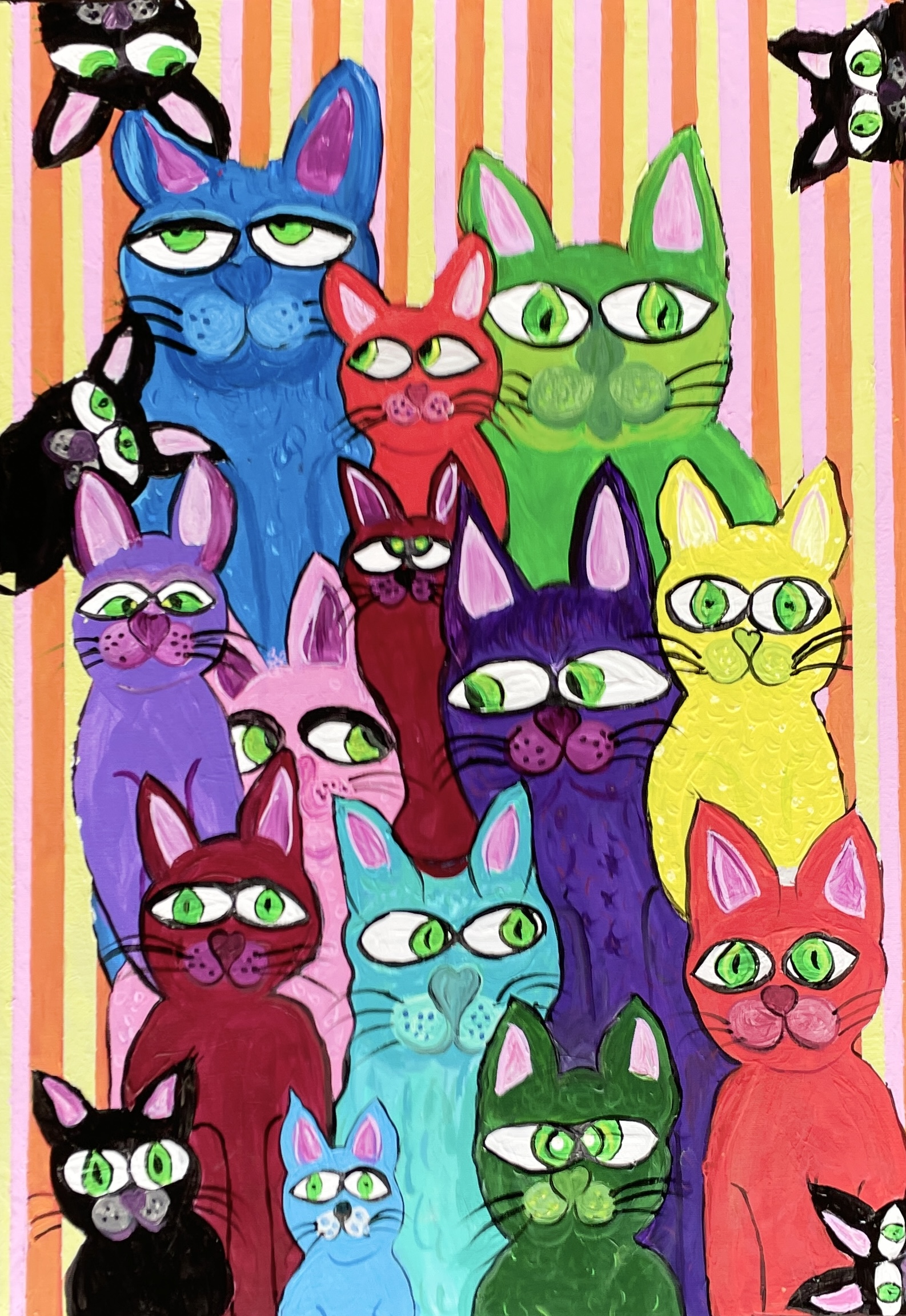 "KHAOTIC KATS" ~ Original Acrylic Painting by Julie Burton-Jones - Image 3
