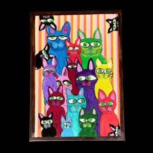 "KHAOTIC KATS" ~ Original Acrylic Painting by Julie Burton-Jones