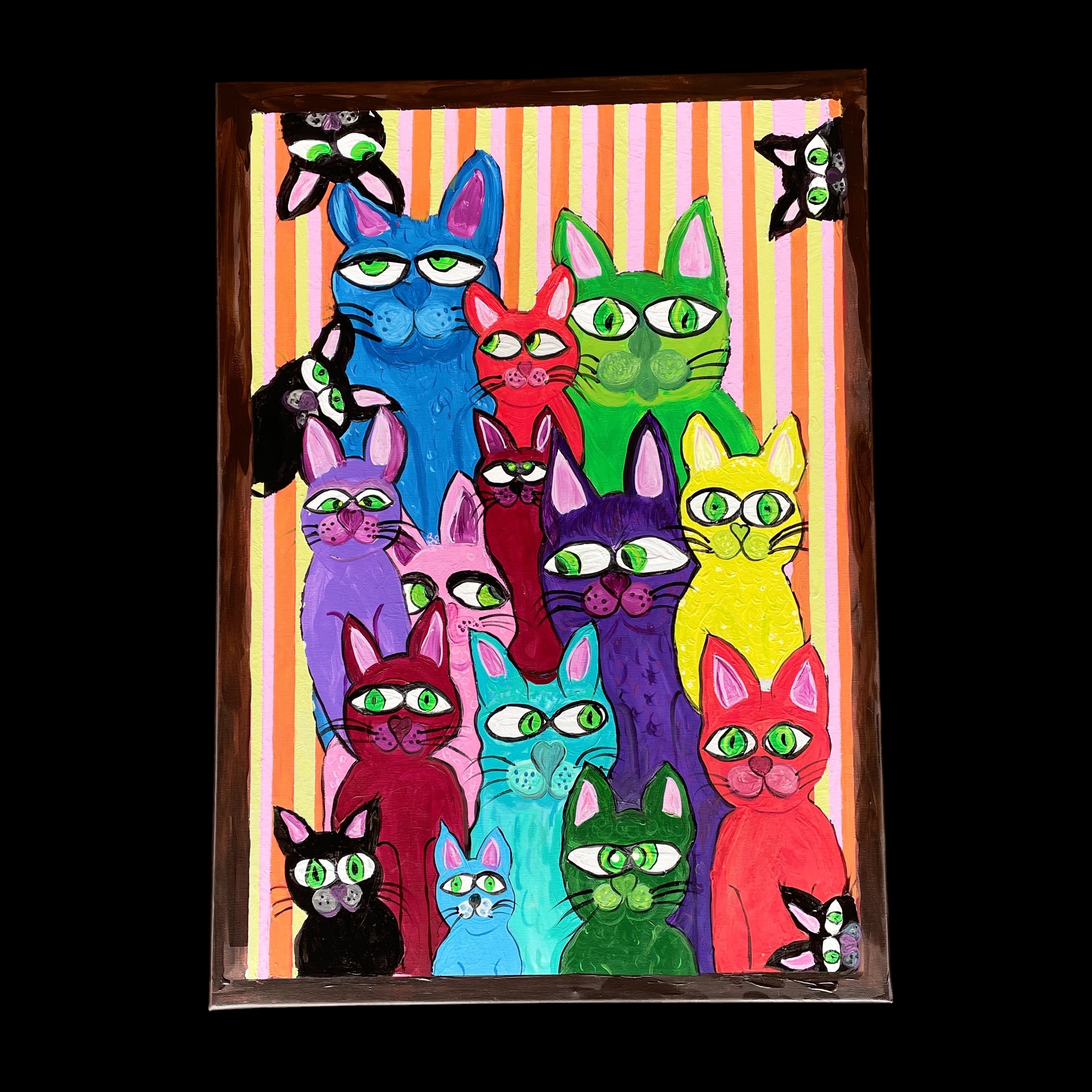 "KHAOTIC KATS" ~ Original Acrylic Painting by Julie Burton-Jones