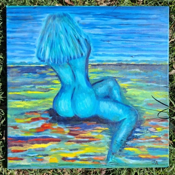 "MERMAID ASPIRATIONS" ~ Original Acrylic Painting by Julie Burton-Jones - Image 2