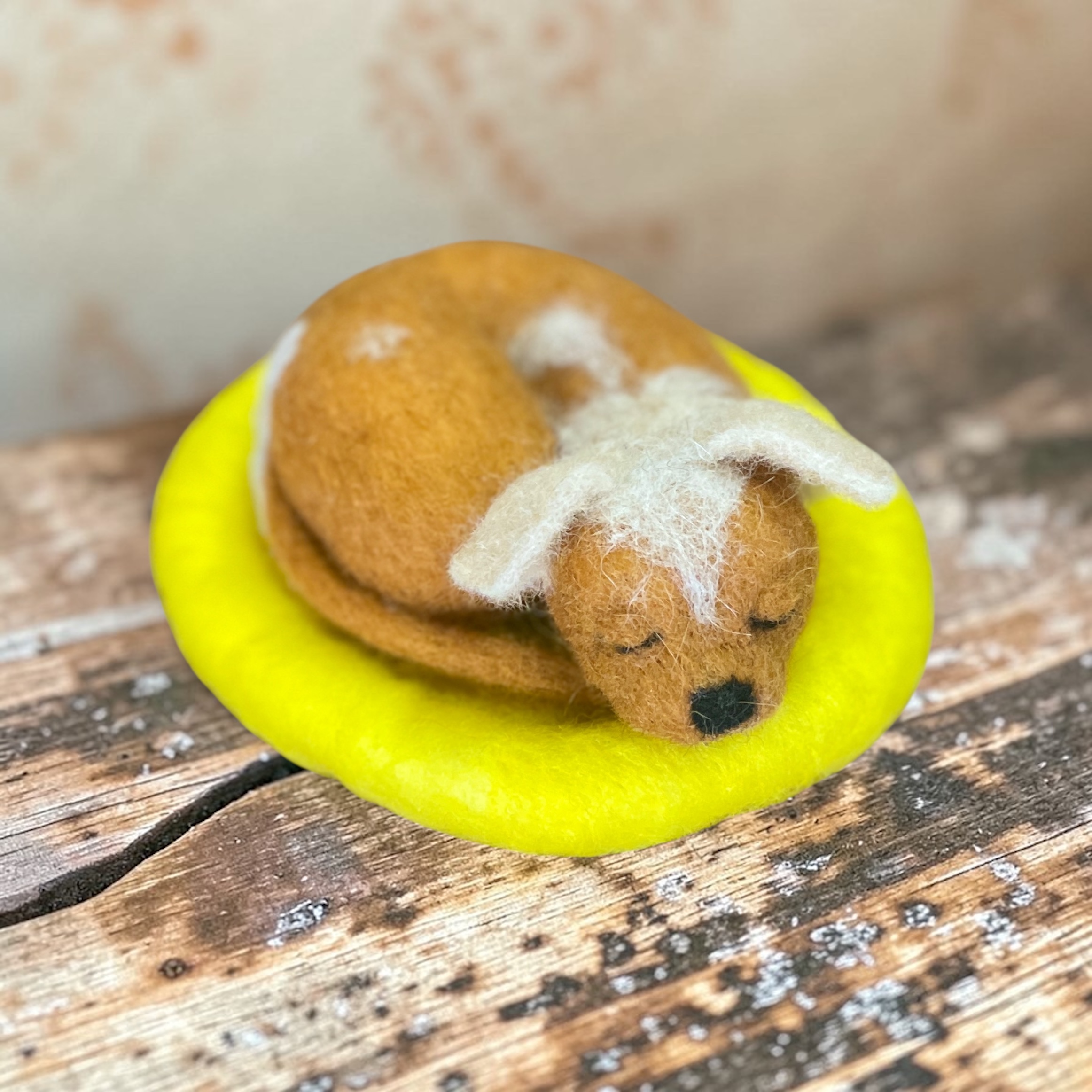 "SLEEPING PUPPY #15" ~ Needle Felted by Jan Woodhouse