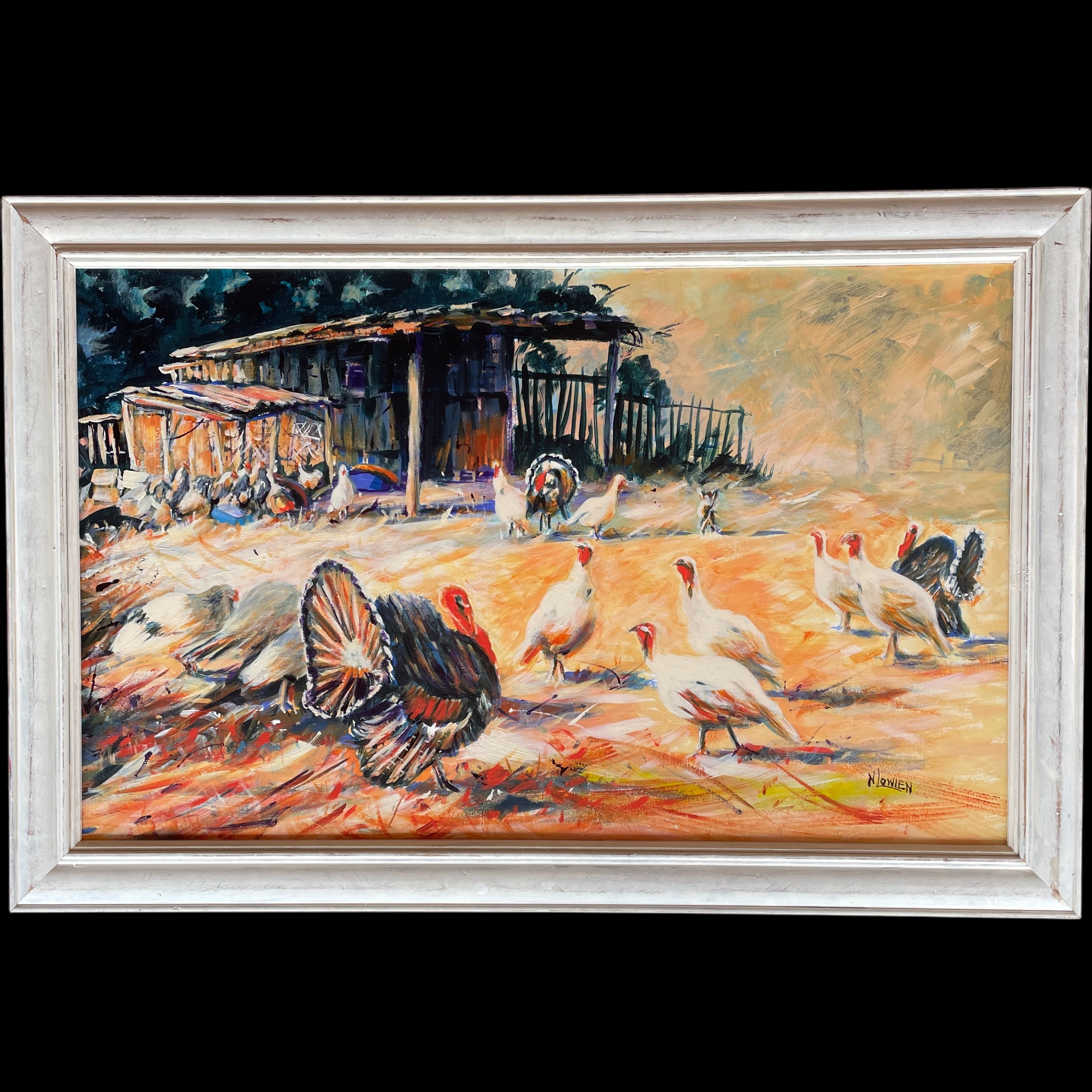 "TURKEY AND FRIENDS" ~ Original Acrylic Painting by Noela Lowien
