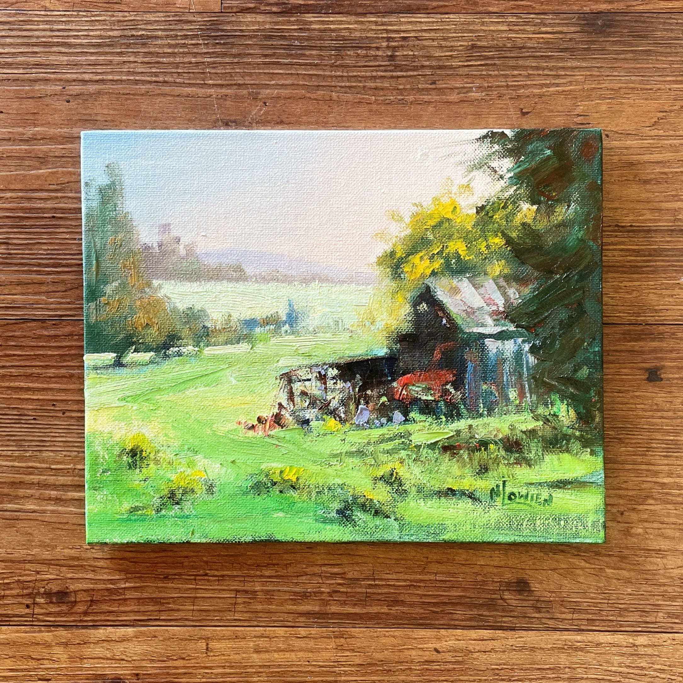 "GREEN FIELDS" ~ Original Oil Painting by Noela Lowien - Image 2
