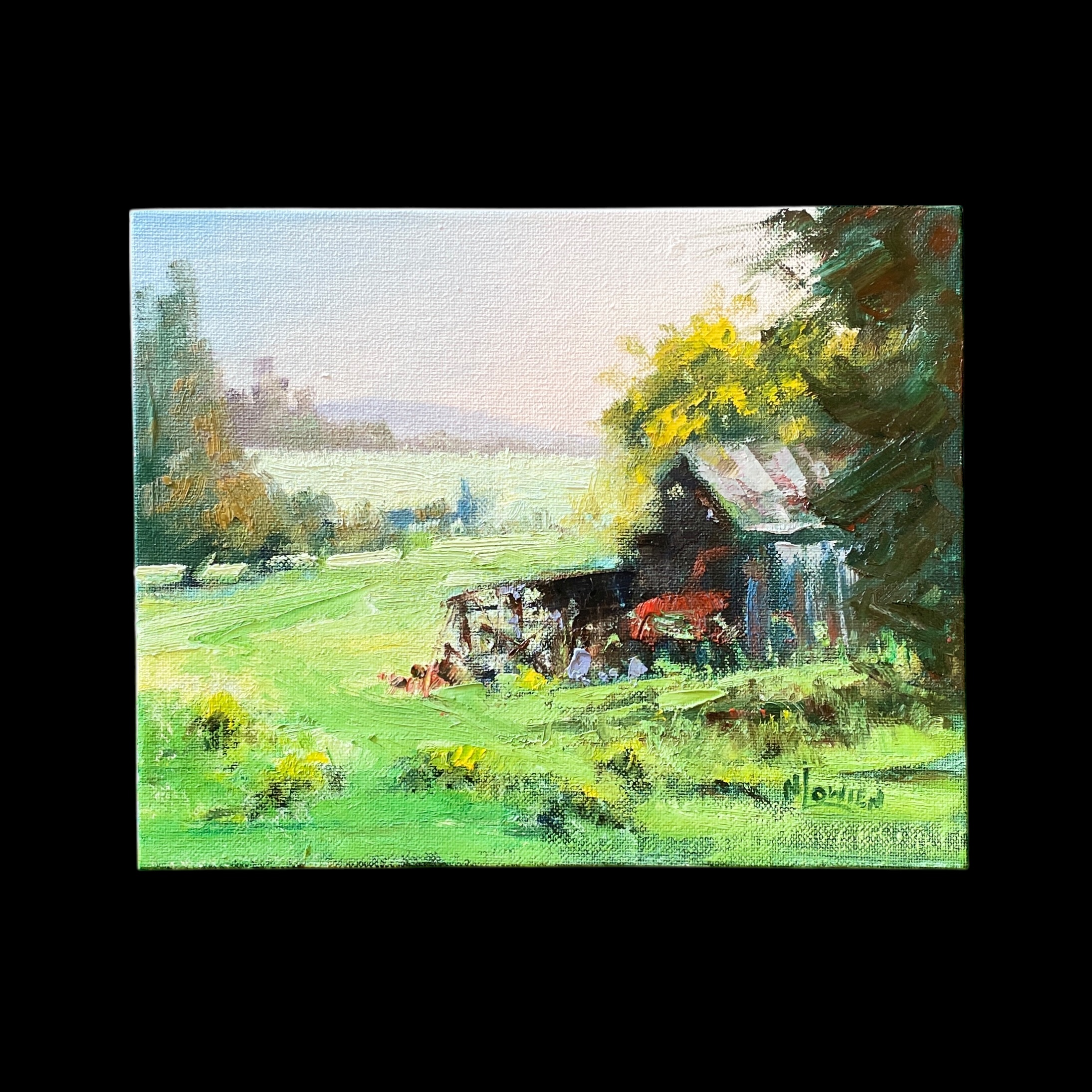 "GREEN FIELDS" ~ Original Oil Painting by Noela Lowien - Image 4
