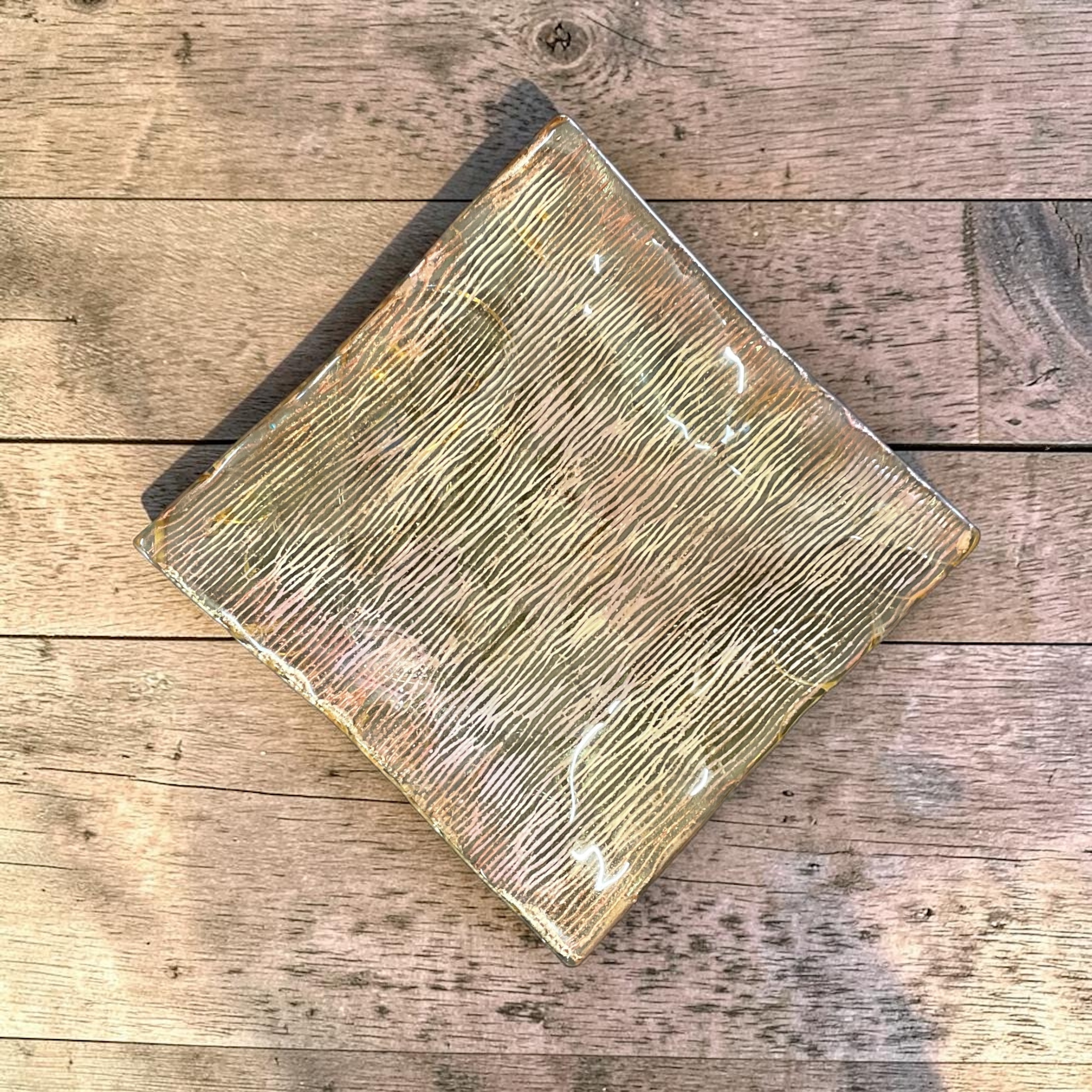 "GOLD WAVE PLATE" ~ Kiln Fired Glass by Sylvia Free - Image 6