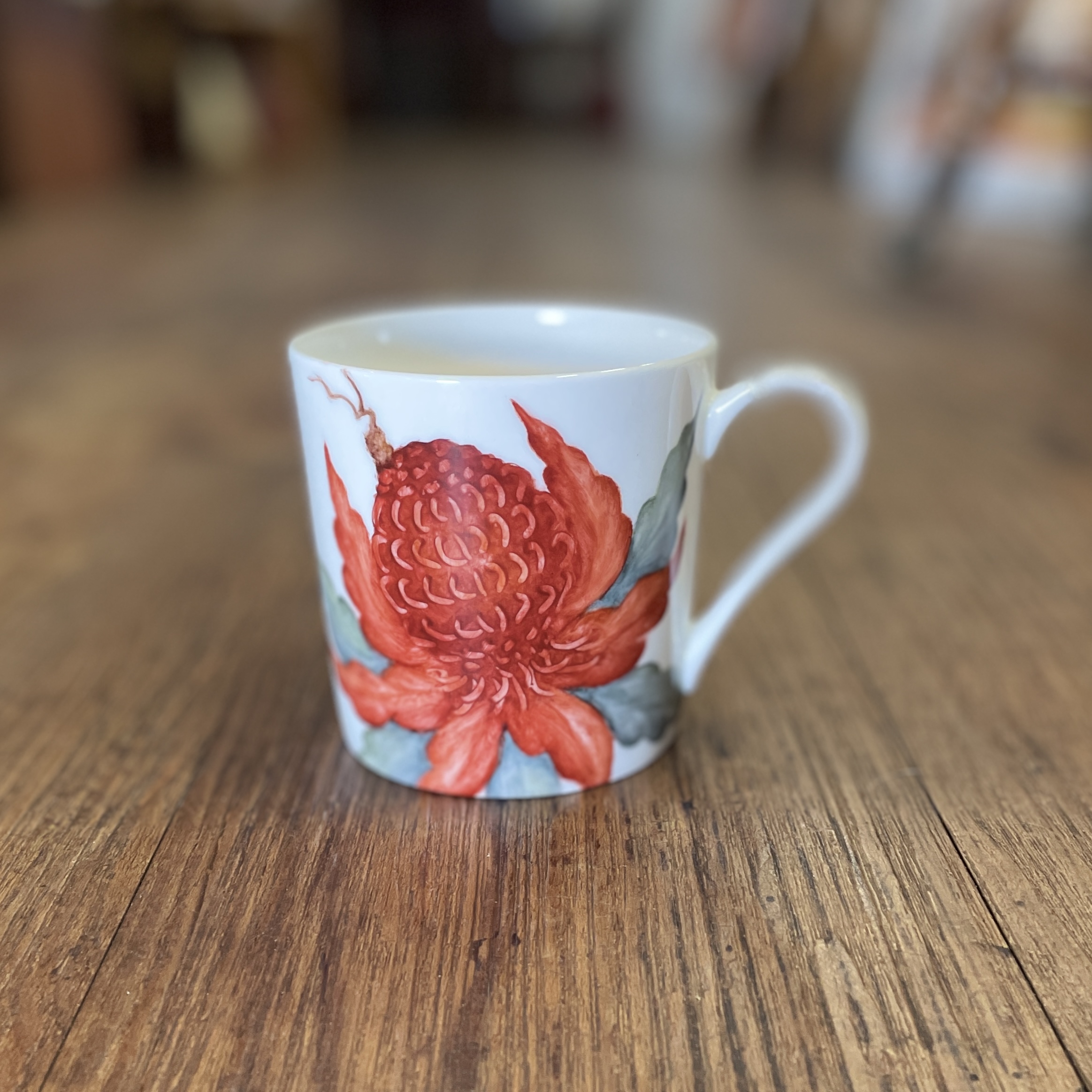 "WARATAH" China Mug & Side Plate ~ Hand painted by Carol Blacklock - Image 2