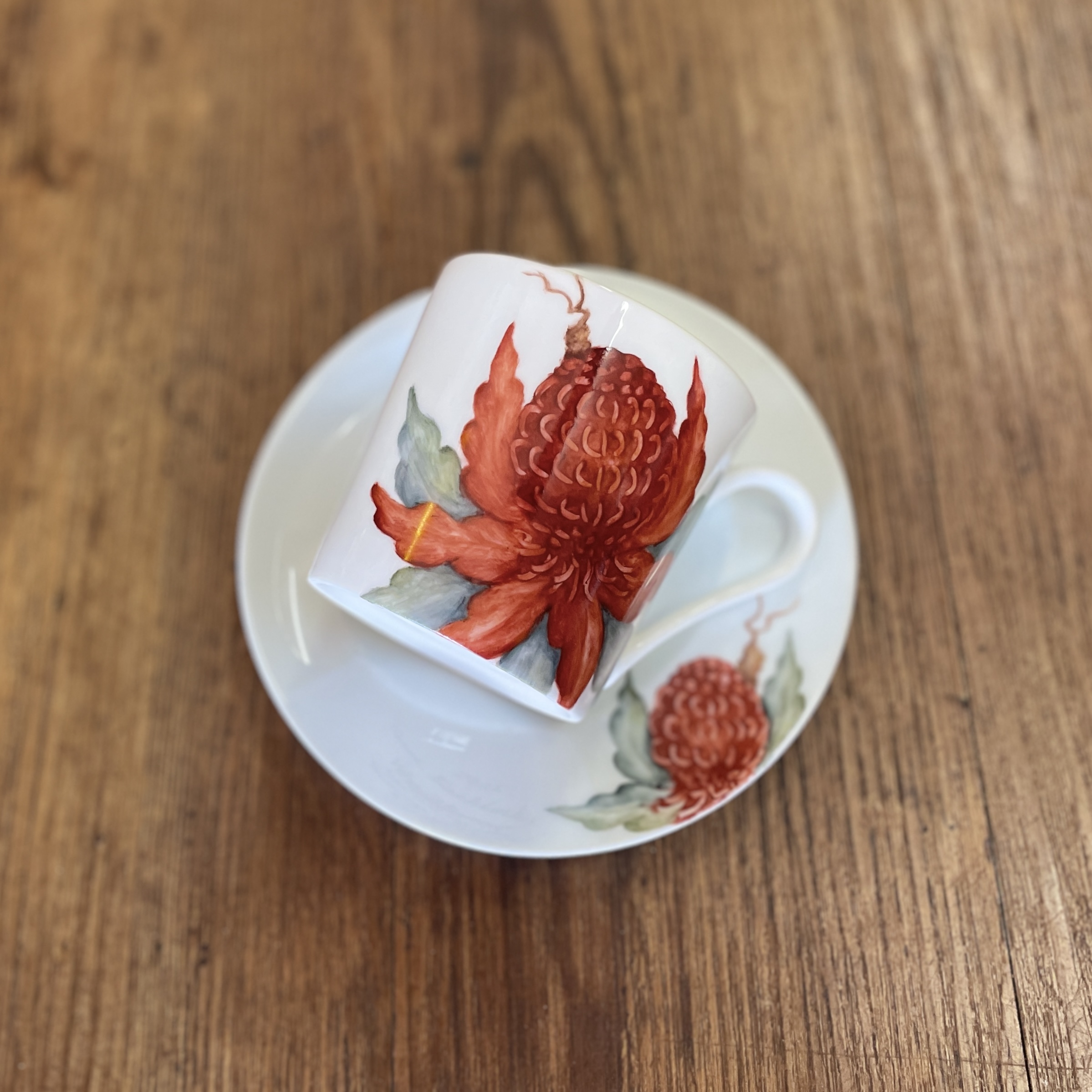 "WARATAH" China Mug & Side Plate ~ Hand painted by Carol Blacklock - Image 6