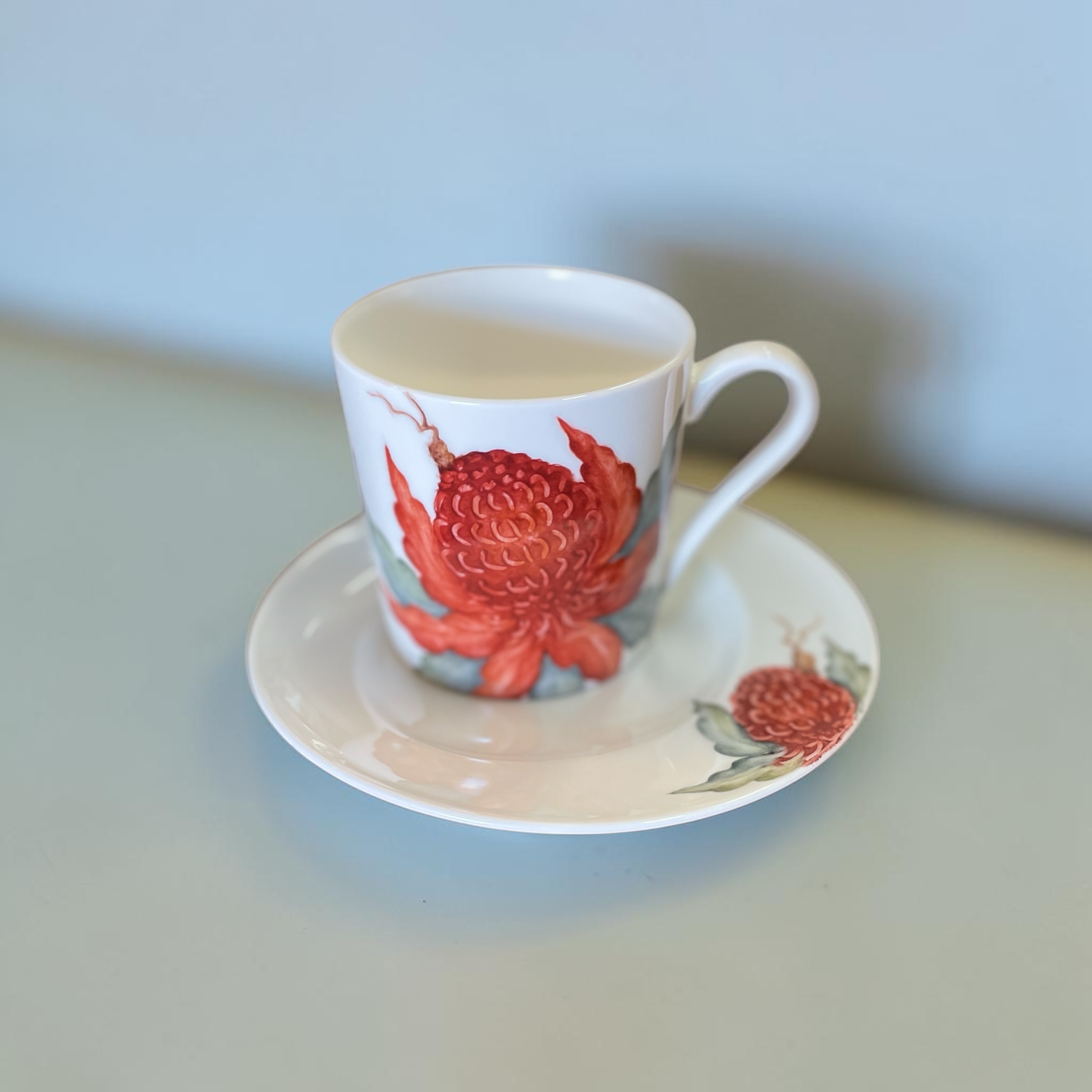 "WARATAH" China Mug & Side Plate ~ Hand painted by Carol Blacklock - Image 8